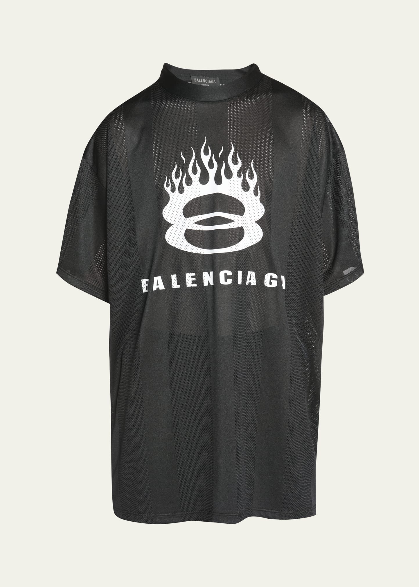 Balenciaga Men's Mesh Unity Flame Logo T-Shirt - Bergdorf