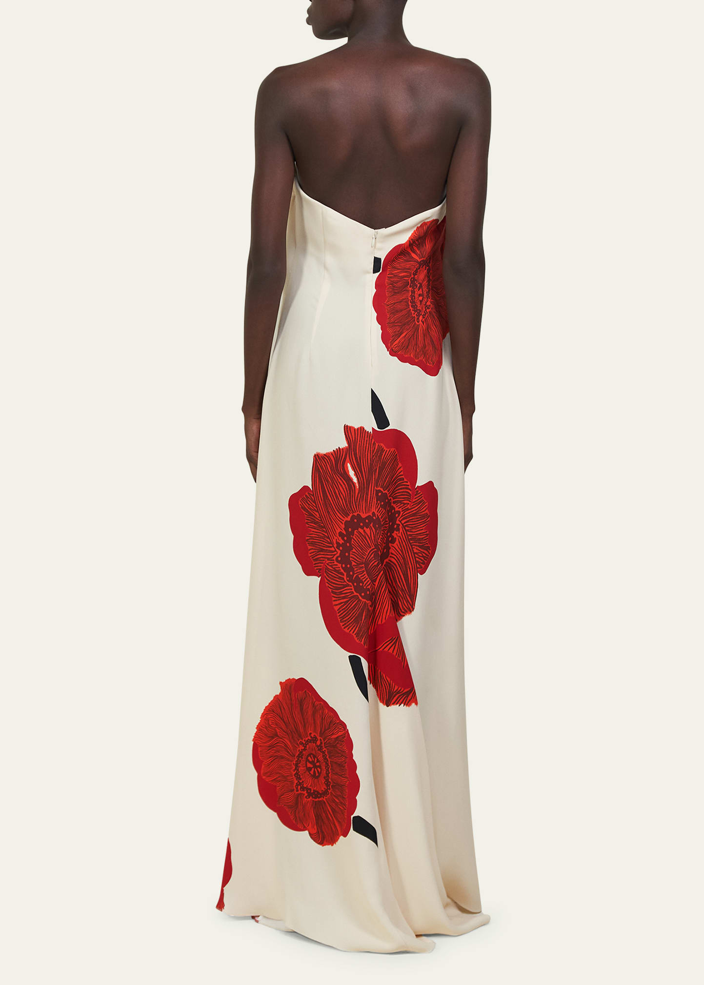Johanna Ortiz Strapless Red Petals Embellished Maxi Dress - Bergdorf Goodman