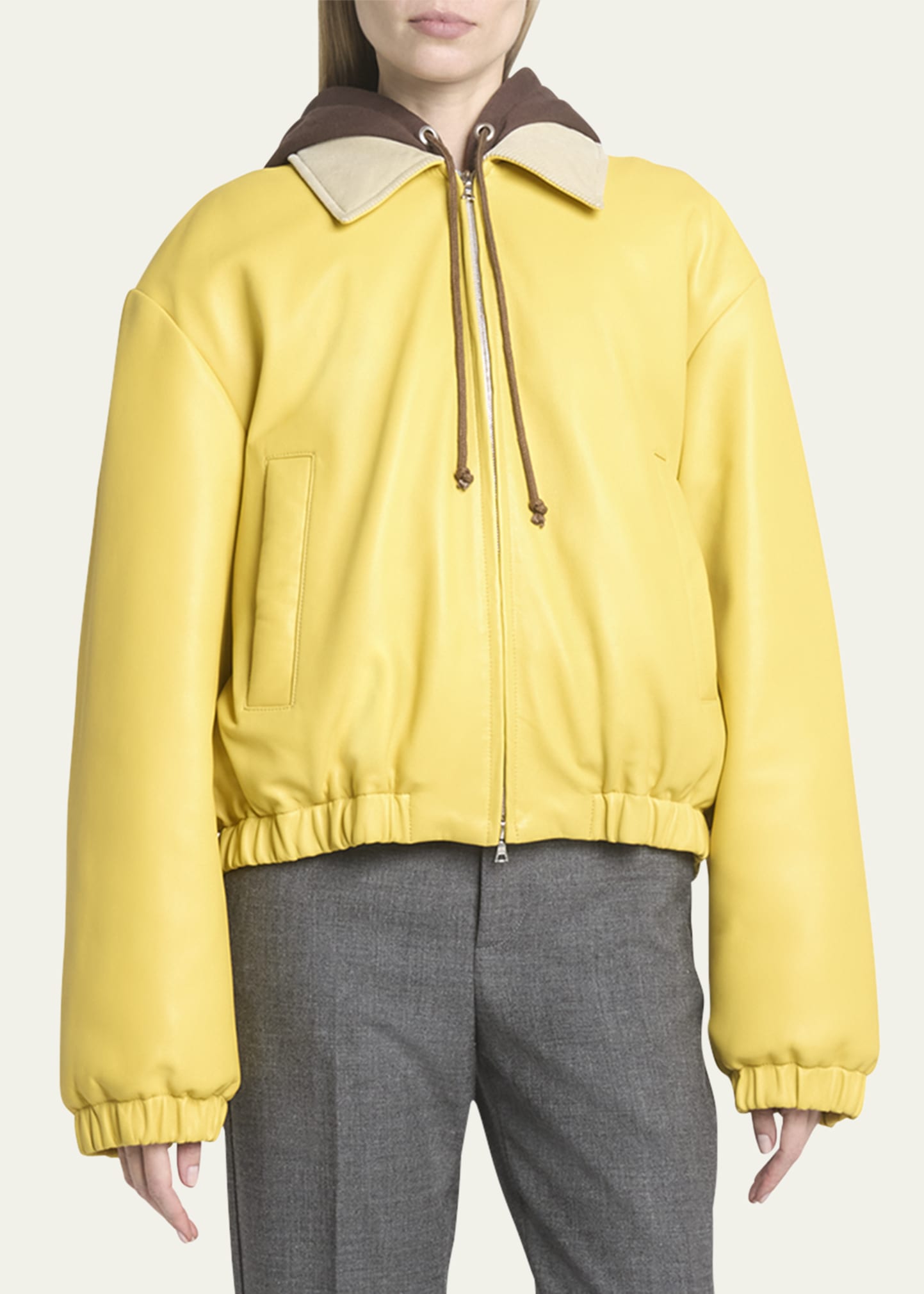 MERYLL ROGGE Leather Bomber Jacket with Detachable Hood - Bergdorf