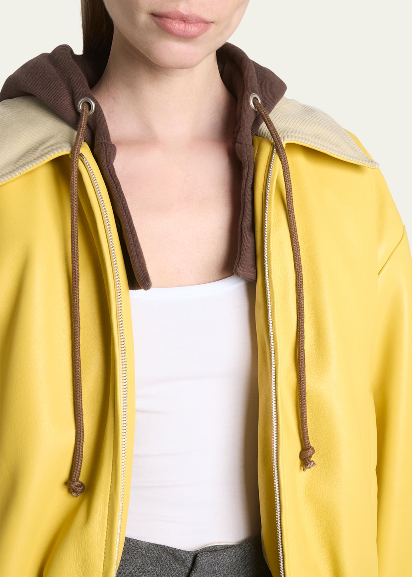 MERYLL ROGGE Leather Bomber Jacket with Detachable Hood - Bergdorf