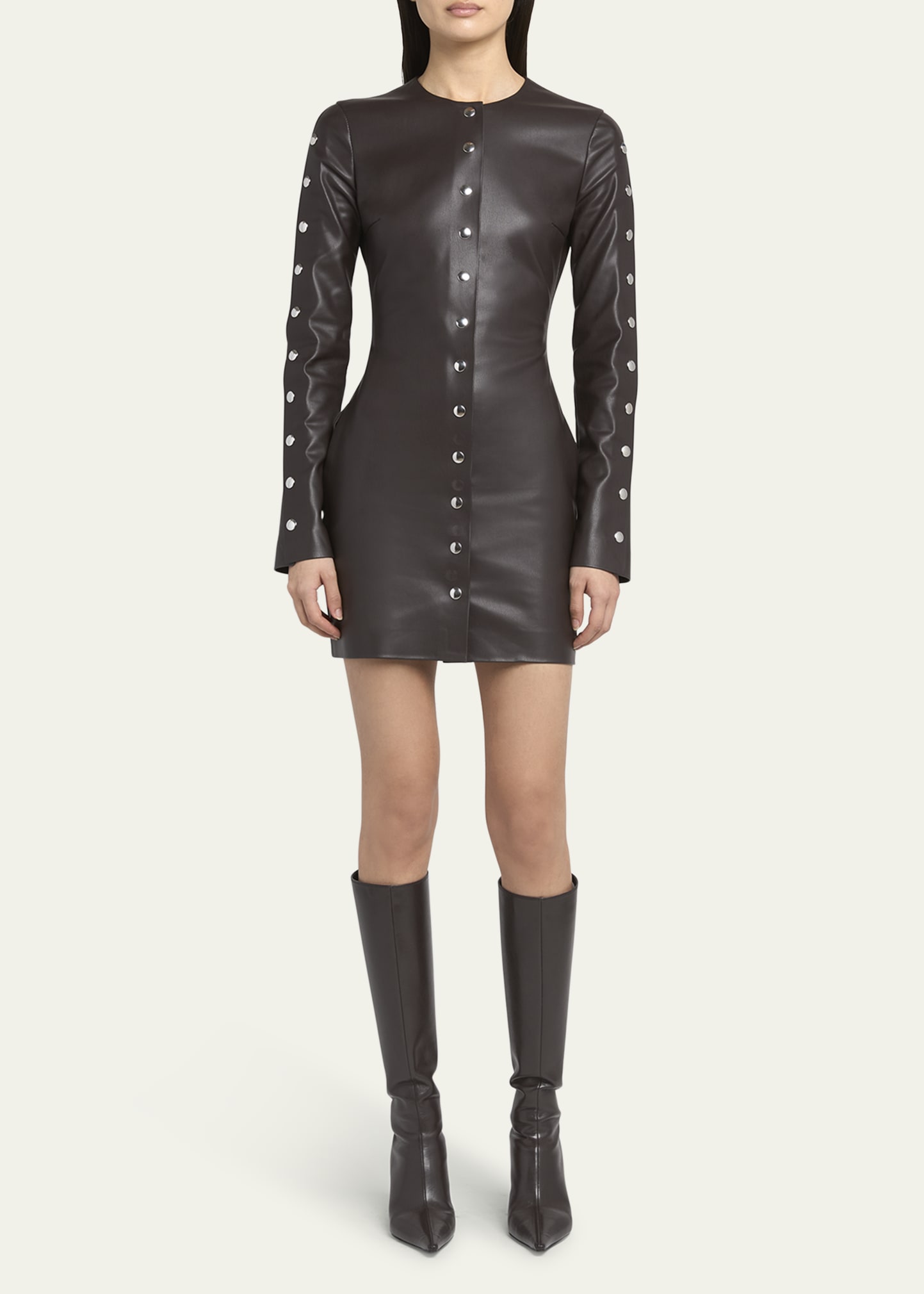Stella McCartney Faux Leather Studded Mini Dress - Bergdorf Goodman