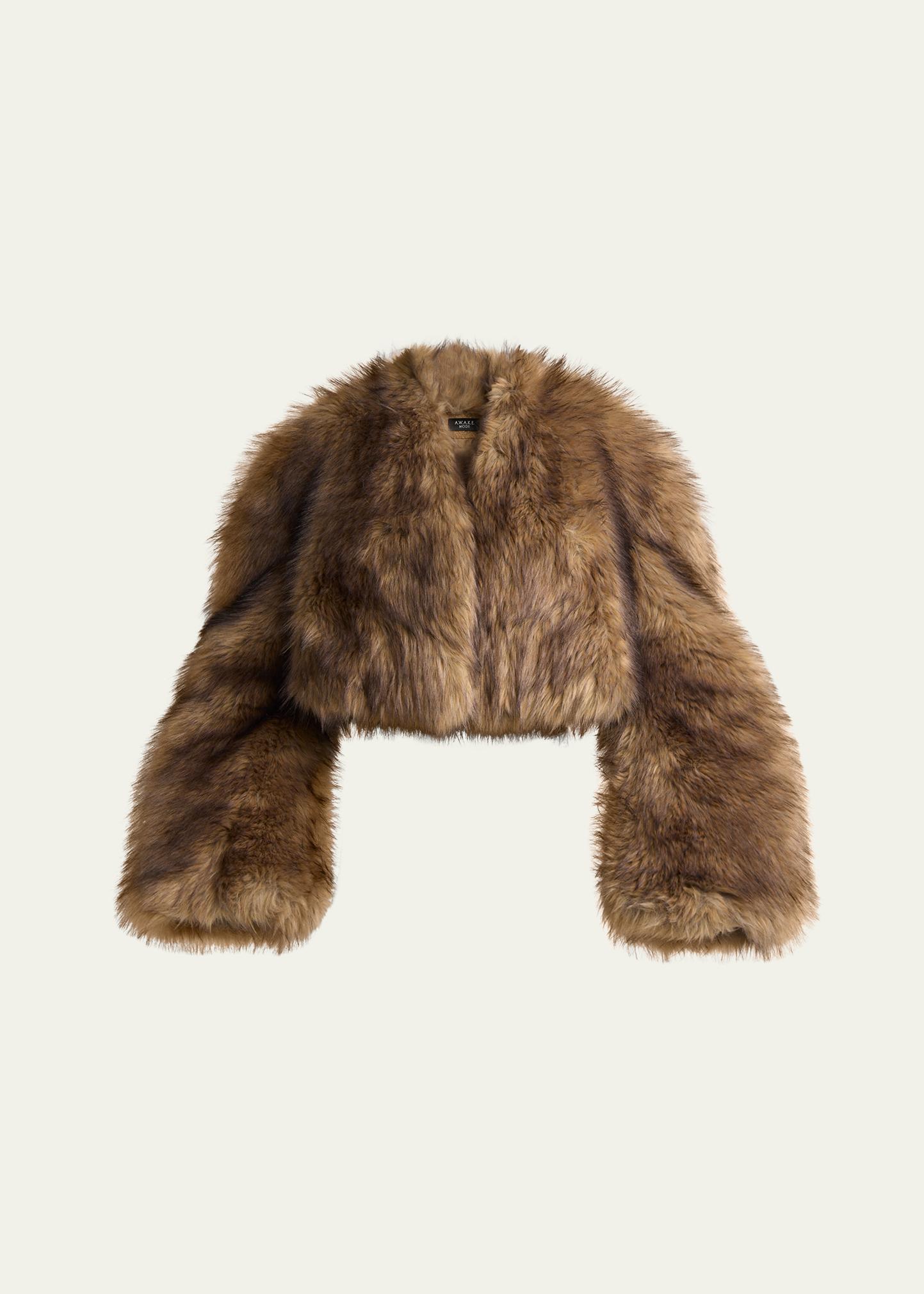 A.W.A.K.E. MODE Cropped Faux Fur Jacket - Bergdorf Goodman