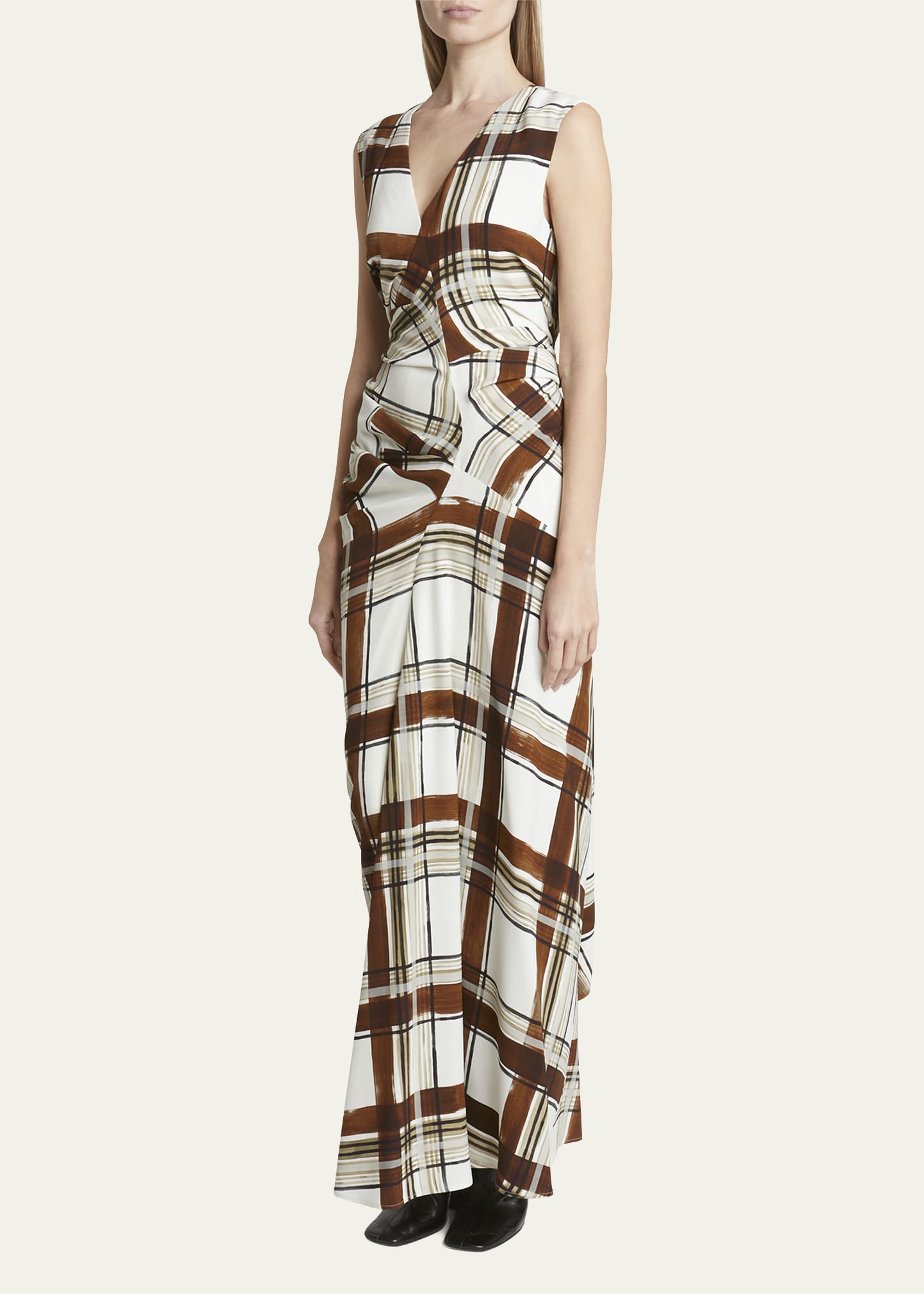 ワンピース Dries van noten dress Dries Van Noten Daring Plaid Asymmetric Maxi Dress
