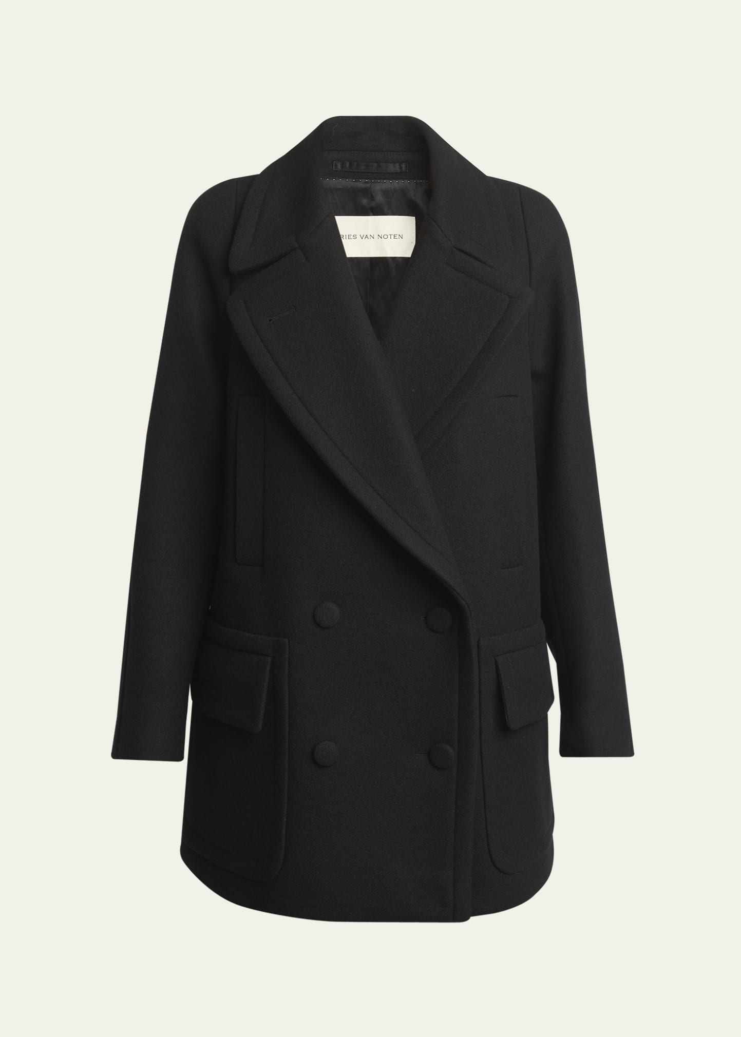 Dries Van Noten Randia Double-Breasted Short Wool Coat