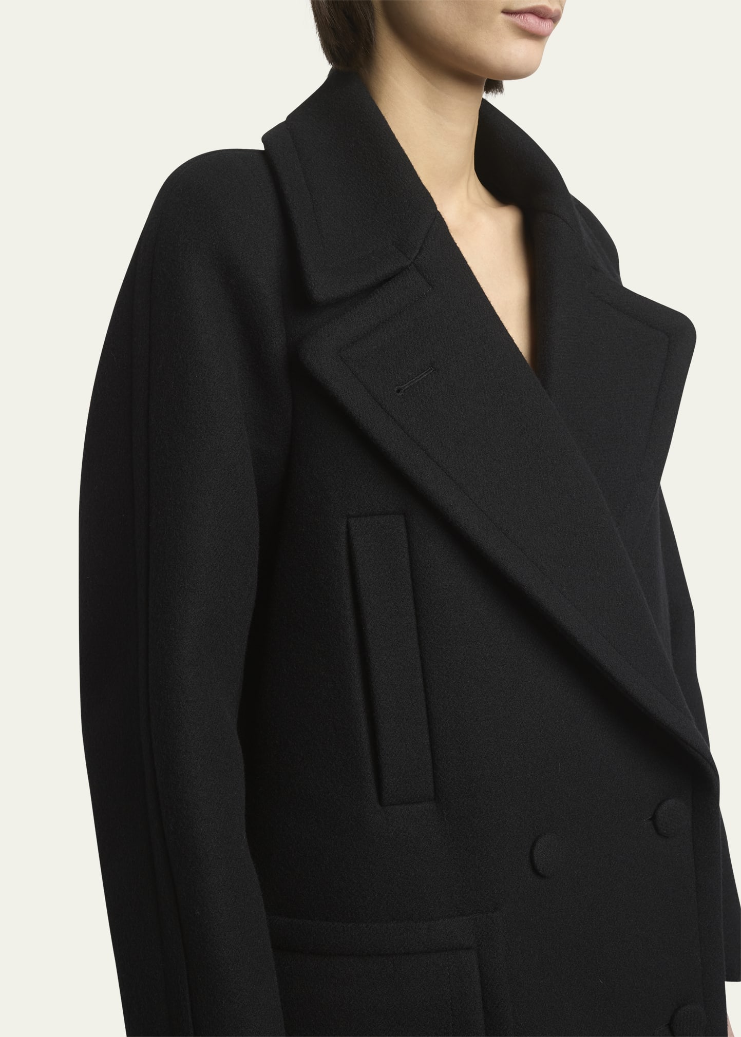 Dries Van Noten Randia Double-Breasted Short Wool Coat