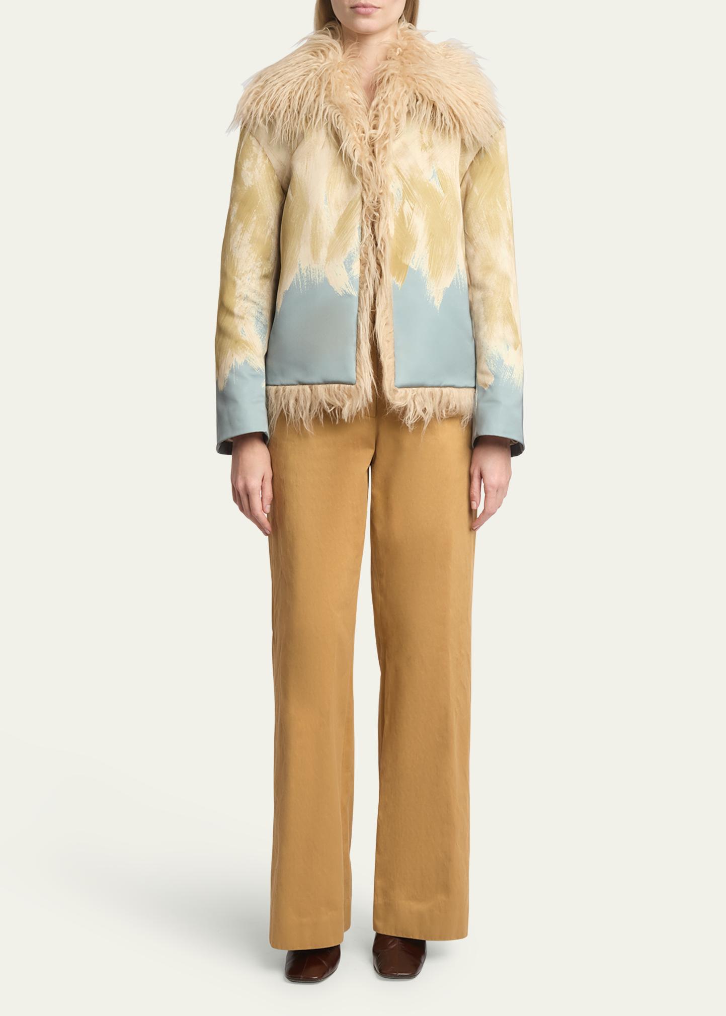 Dries Van Noten Vonda Printed Faux Fur Trim Jacket - Bergdorf Goodman