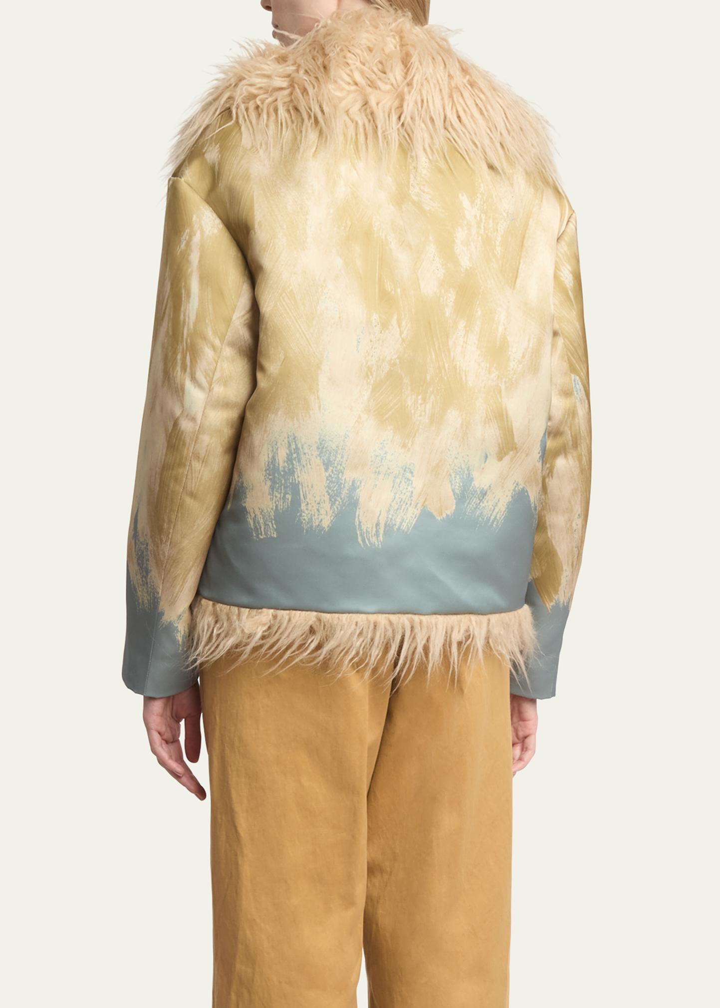 Dries Van Noten Vonda Printed Faux Fur Trim Jacket - Bergdorf Goodman