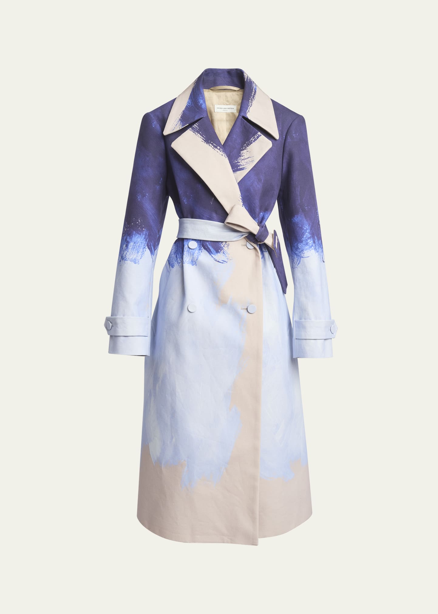 Dries Van Noten Ronald Paint Stroke Belted Trench Coat