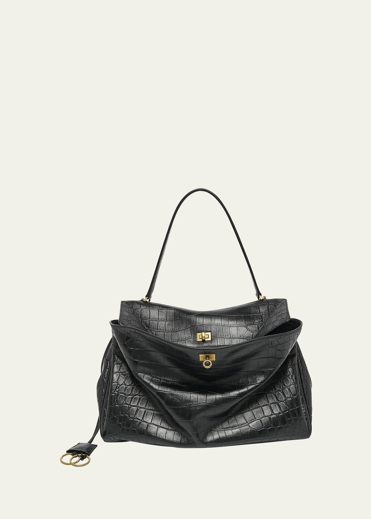 Balenciaga Rodeo Large Croc-Embossed Top-Handle Bag - Bergdorf Goodman