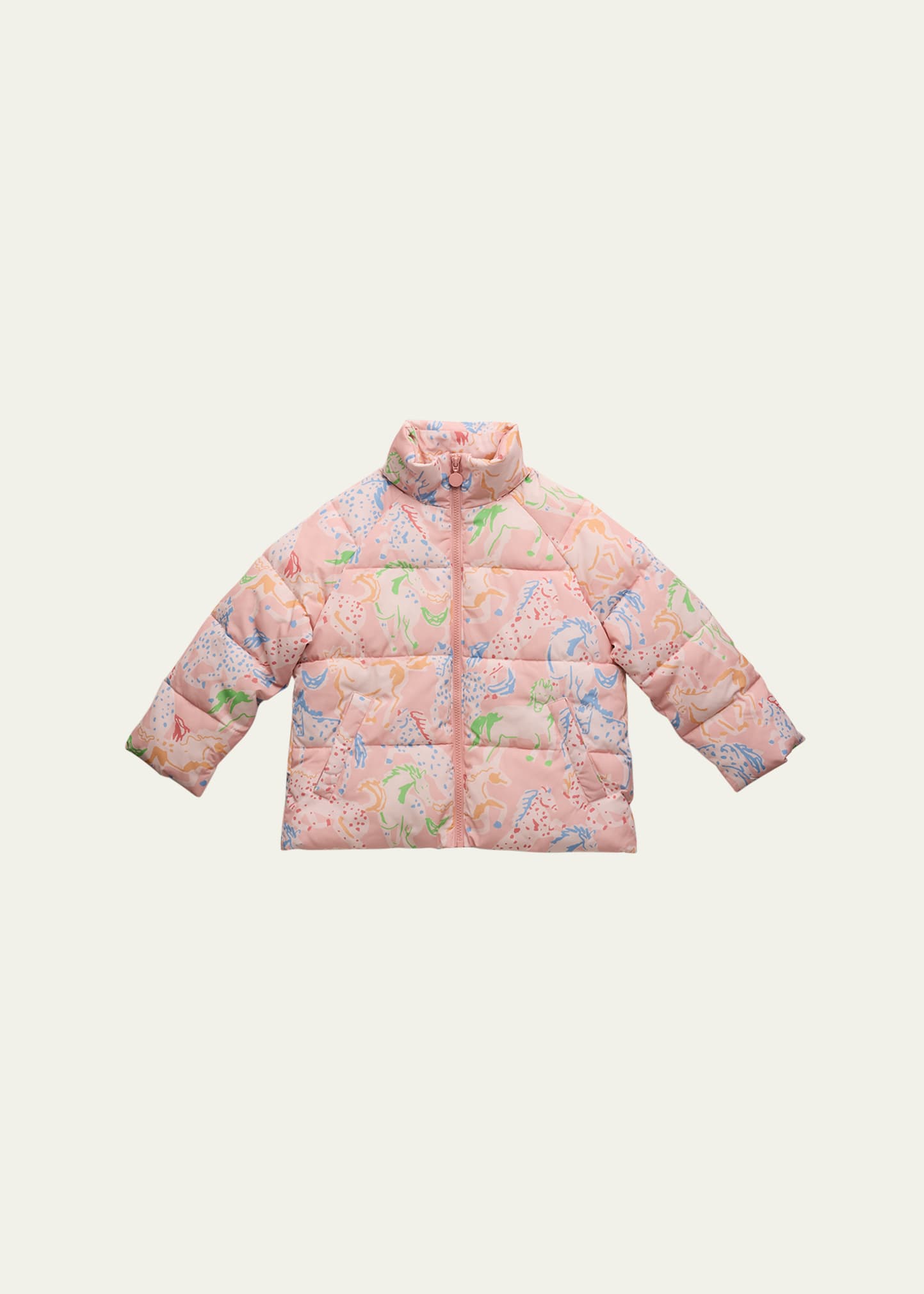 Stella McCartney Kids Girl's Multicolor Praire Horse-Print Puffer
