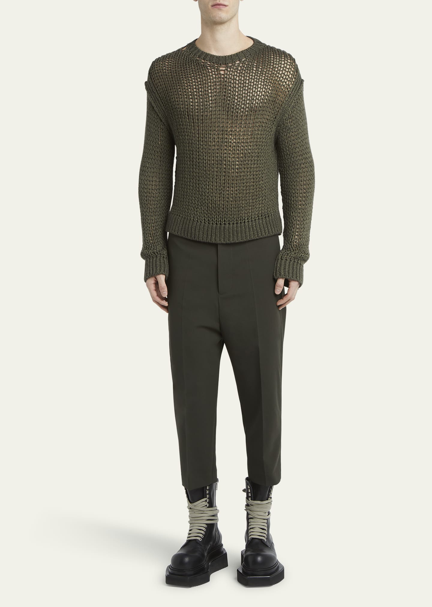 Rick Owens Men's Astaire Cropped Thin Wool Trousers - Bergdorf Goodman