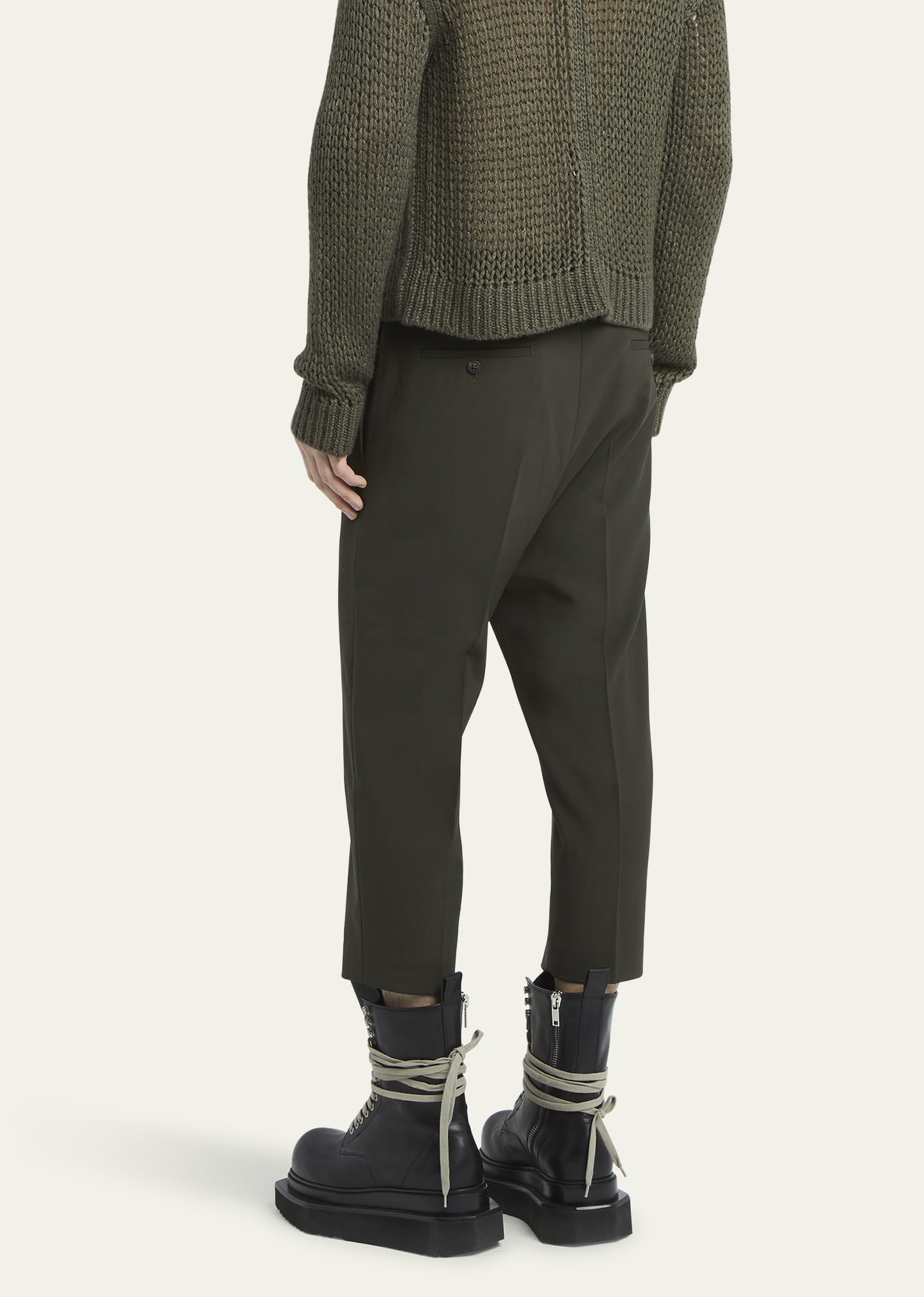 Rick Owens Men's Astaire Cropped Thin Wool Trousers - Bergdorf Goodman