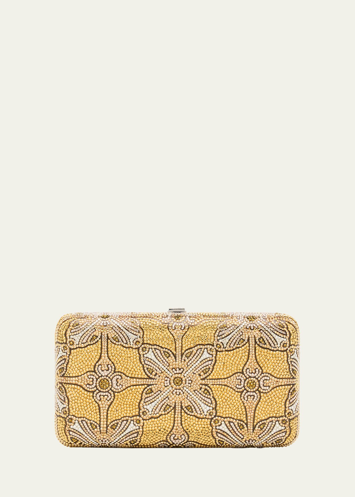 Judith Leiber Couture Rectangle Gilded Stamp Crystal Clutch Bag 