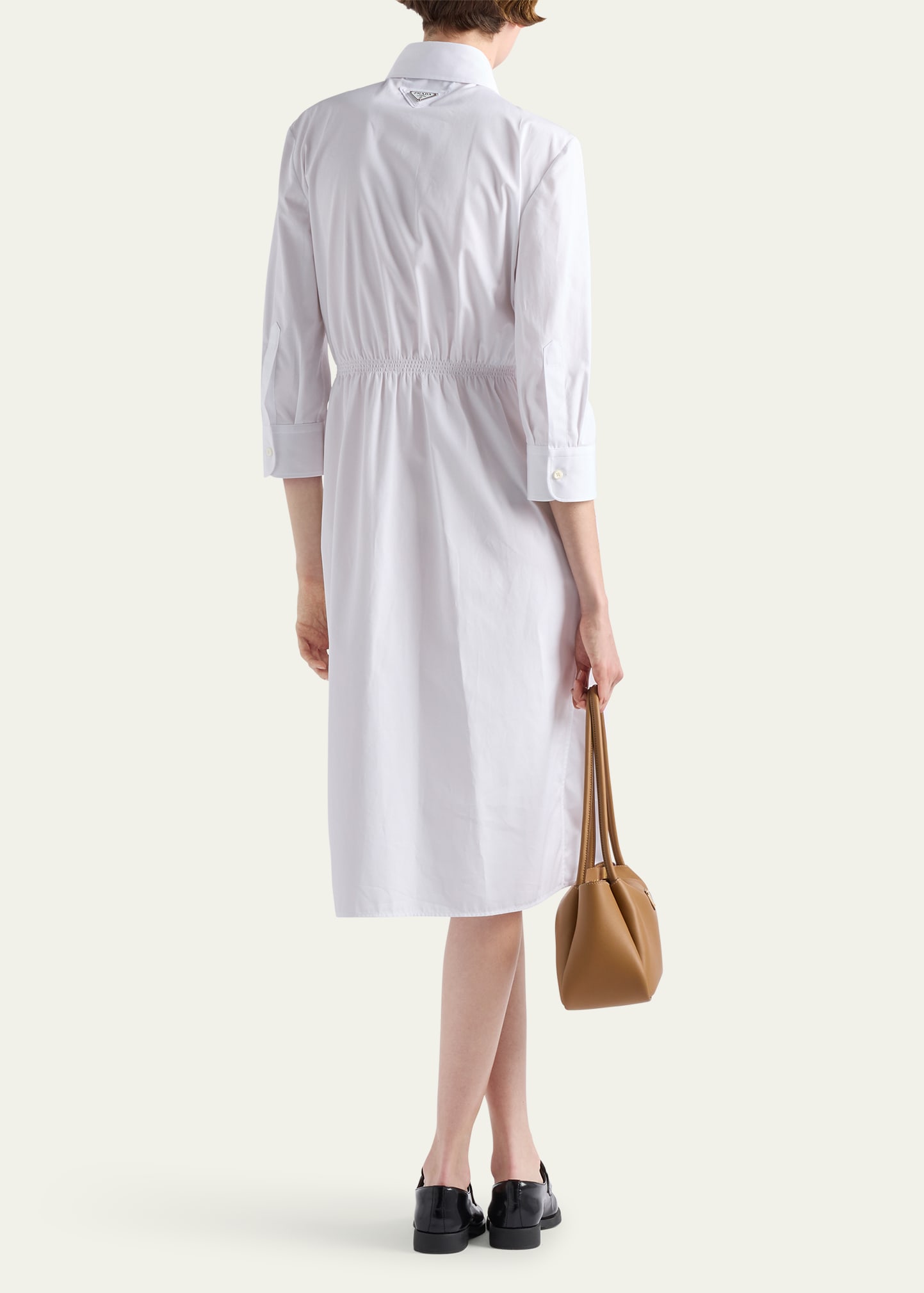 Prada Button Down Belted Poplin Midi Shirt Dress - Bergdorf