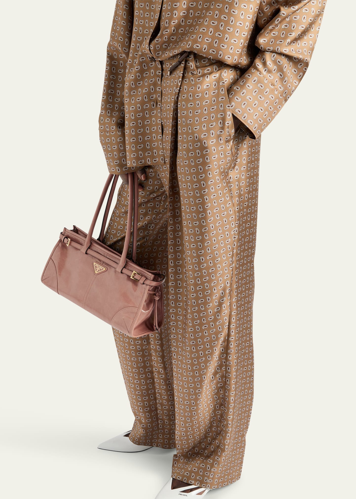 Prada Paisley Wide Leg Silk Twill Pants - Bergdorf Goodman