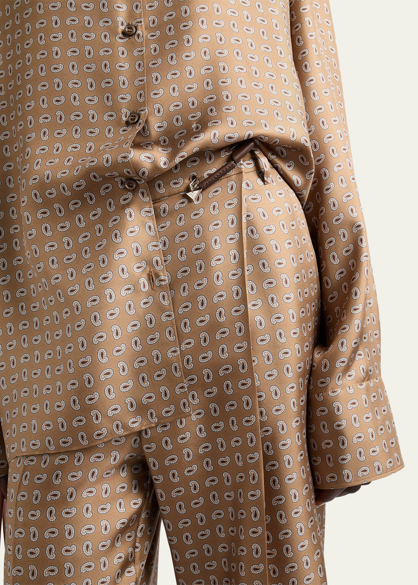 Prada Paisley Wide Leg Silk Twill Pants - Bergdorf Goodman