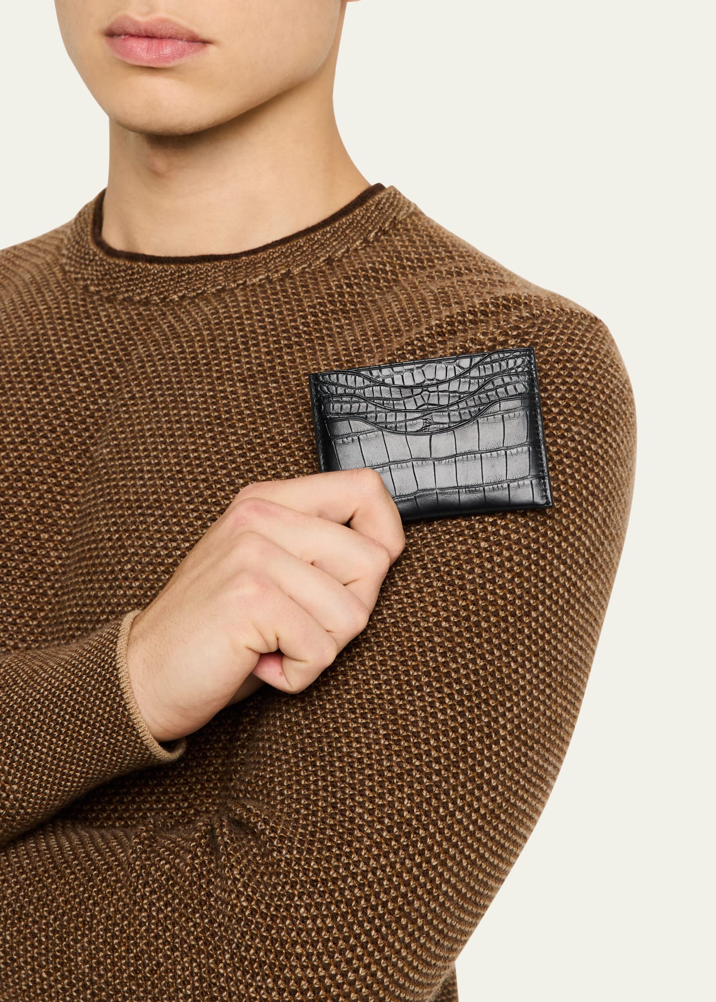 Loro Piana Men's Soft Alligator Card Holder - Bergdorf Goodman