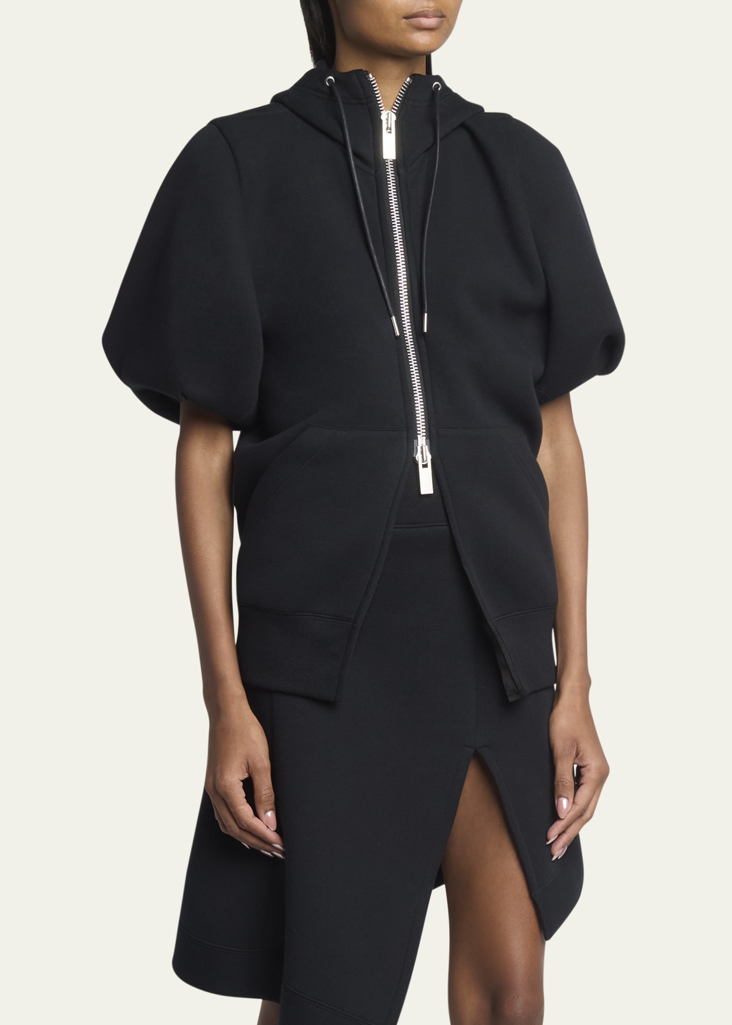 SACAI Puff Sleeve Zip Up Hoodie - Bergdorf Goodman
