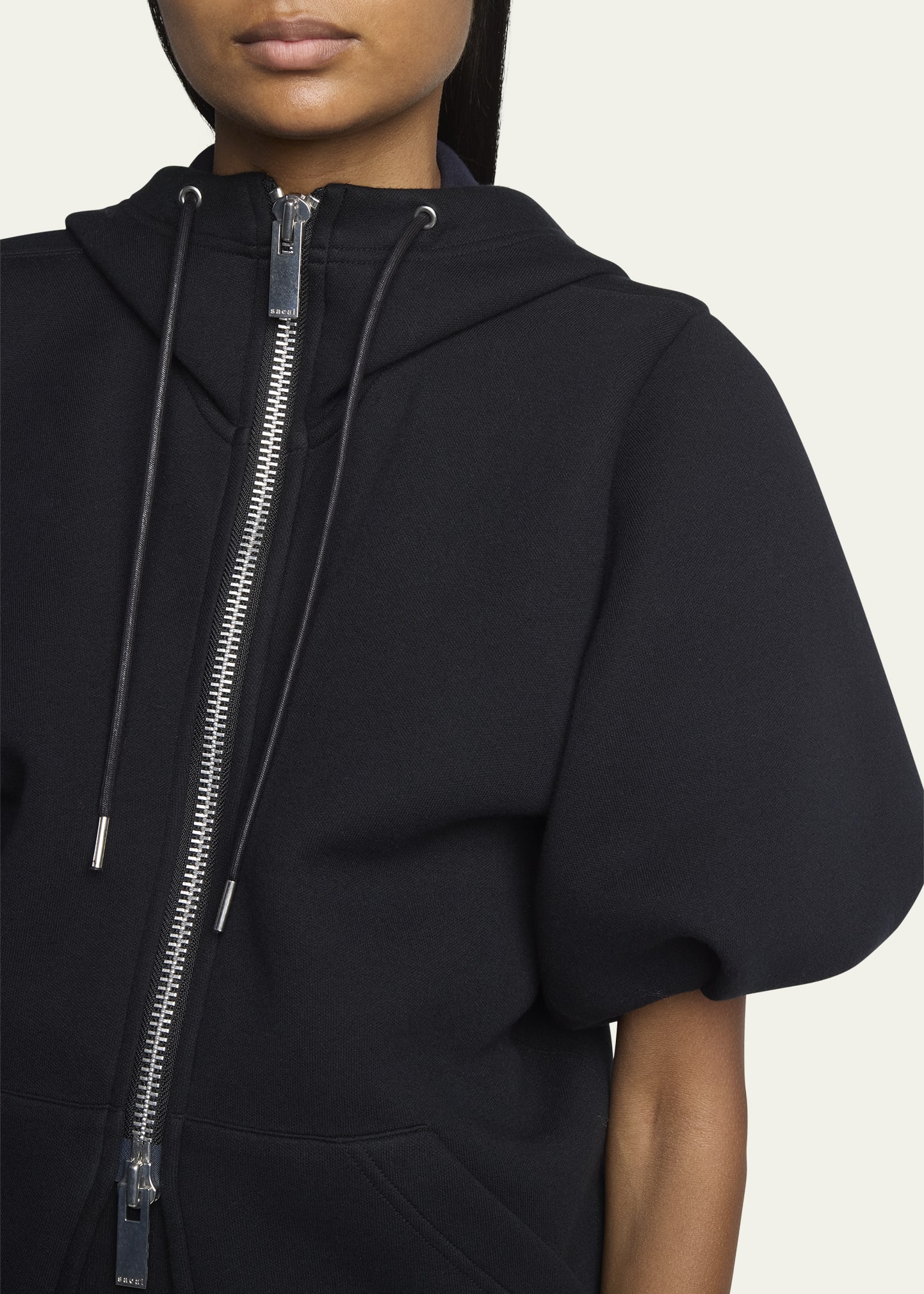 SACAI Puff Sleeve Zip Up Hoodie - Bergdorf Goodman