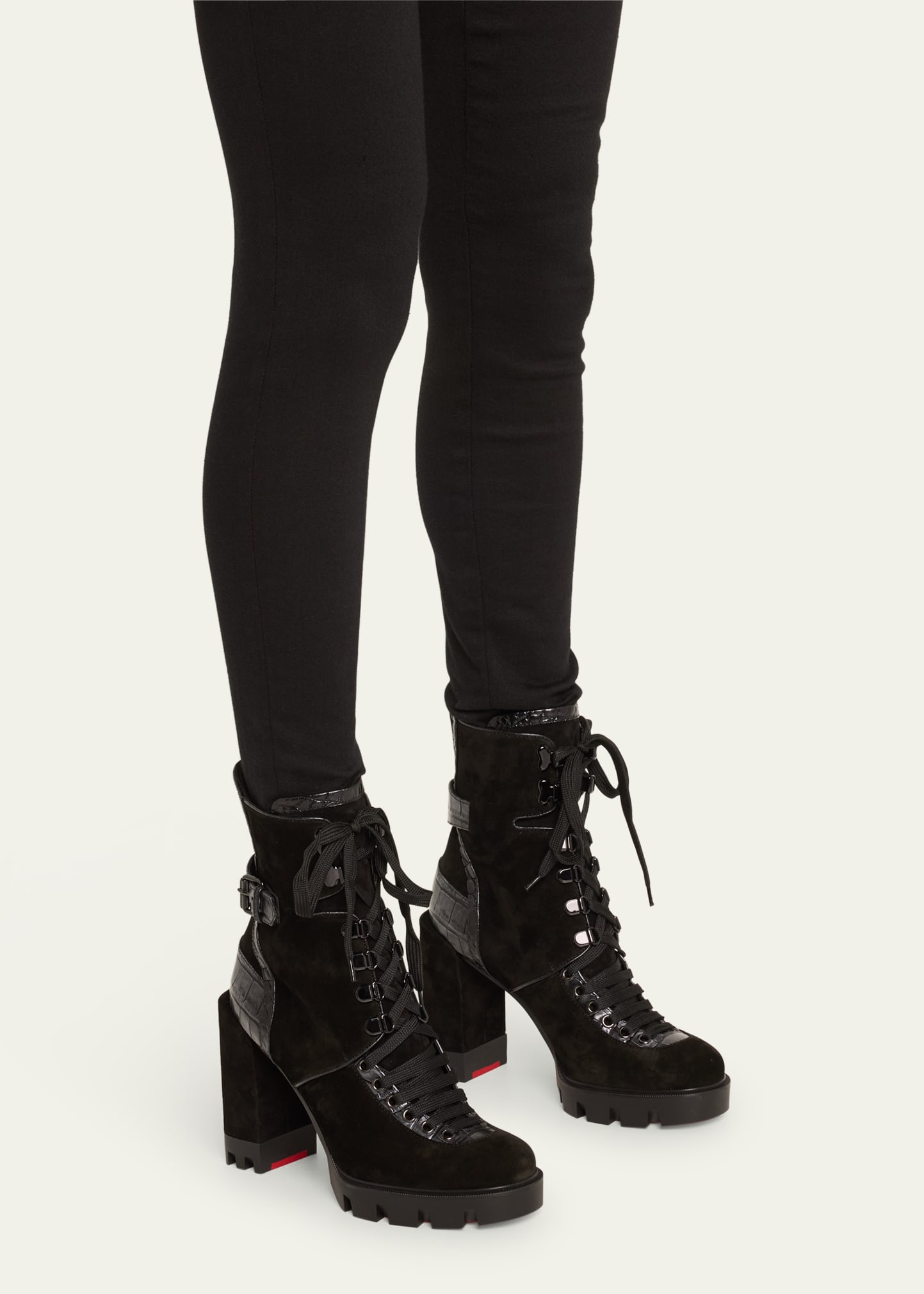 Christian Louboutin Macademia Croco Leather Red Sole Boots