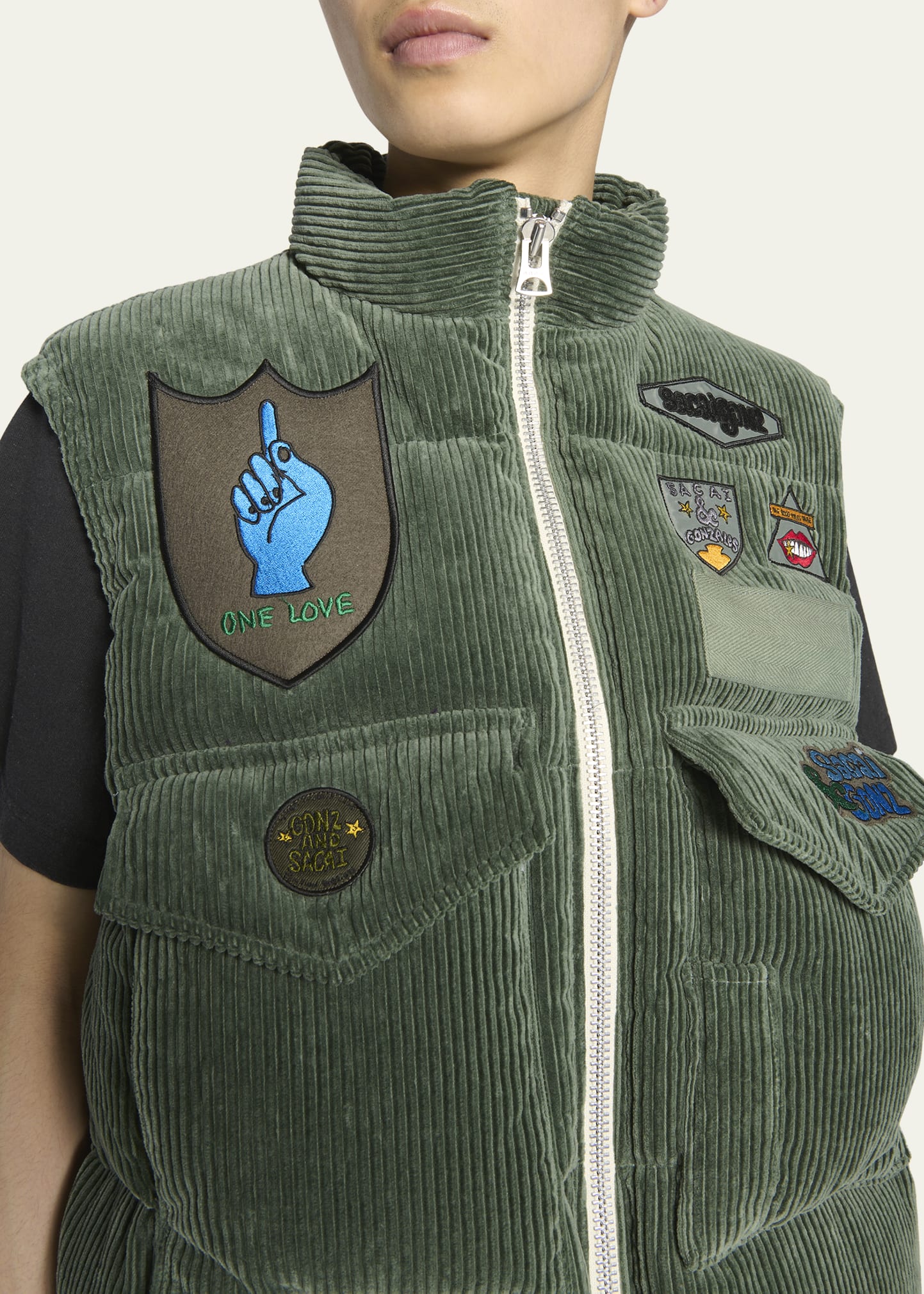 SACAI x Gonz Men's Padded Corduroy Patch Vest - Bergdorf Goodman