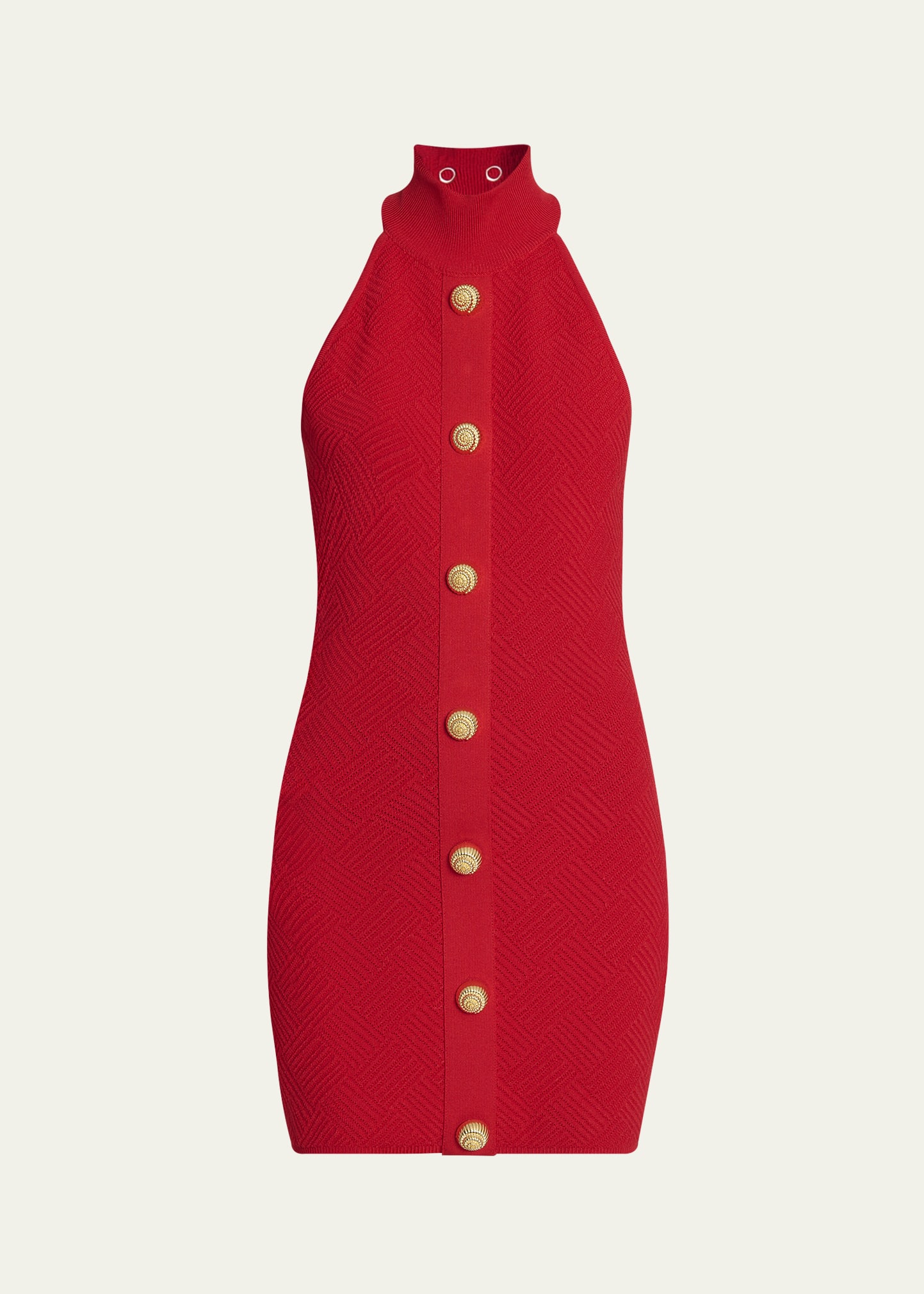 【関税込み】balmain Vichy knit dress Balmain Vichy Short-Sleeve Knit Midi Dress | Neiman Marcus