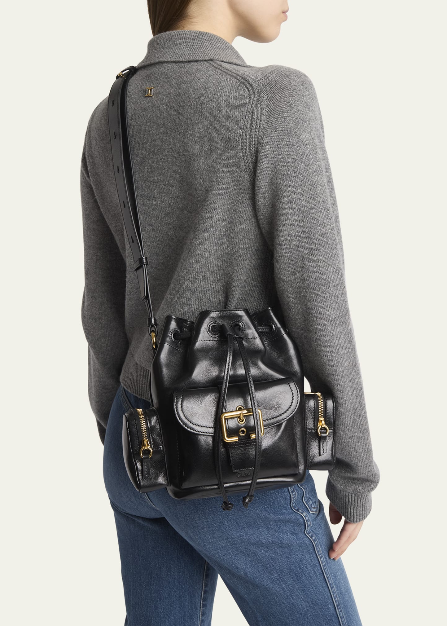 [Chloe] クロエ Camera Bucket Bag ☆送料込☆ Chloé Camera Bucket Bag in Shiny Leather in Black | Chloé US