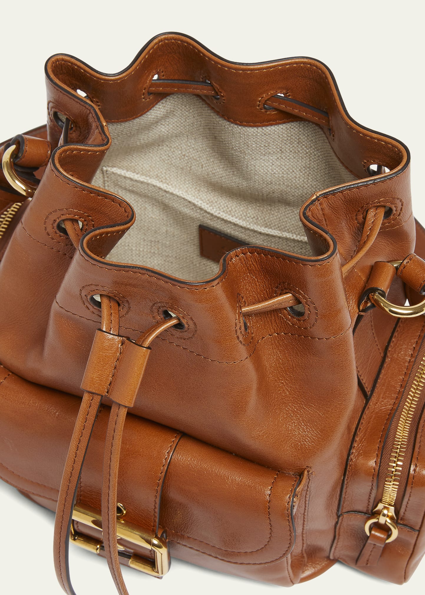 Chloe Camera Bucket Crossbody Bag in Shiny Calfskin