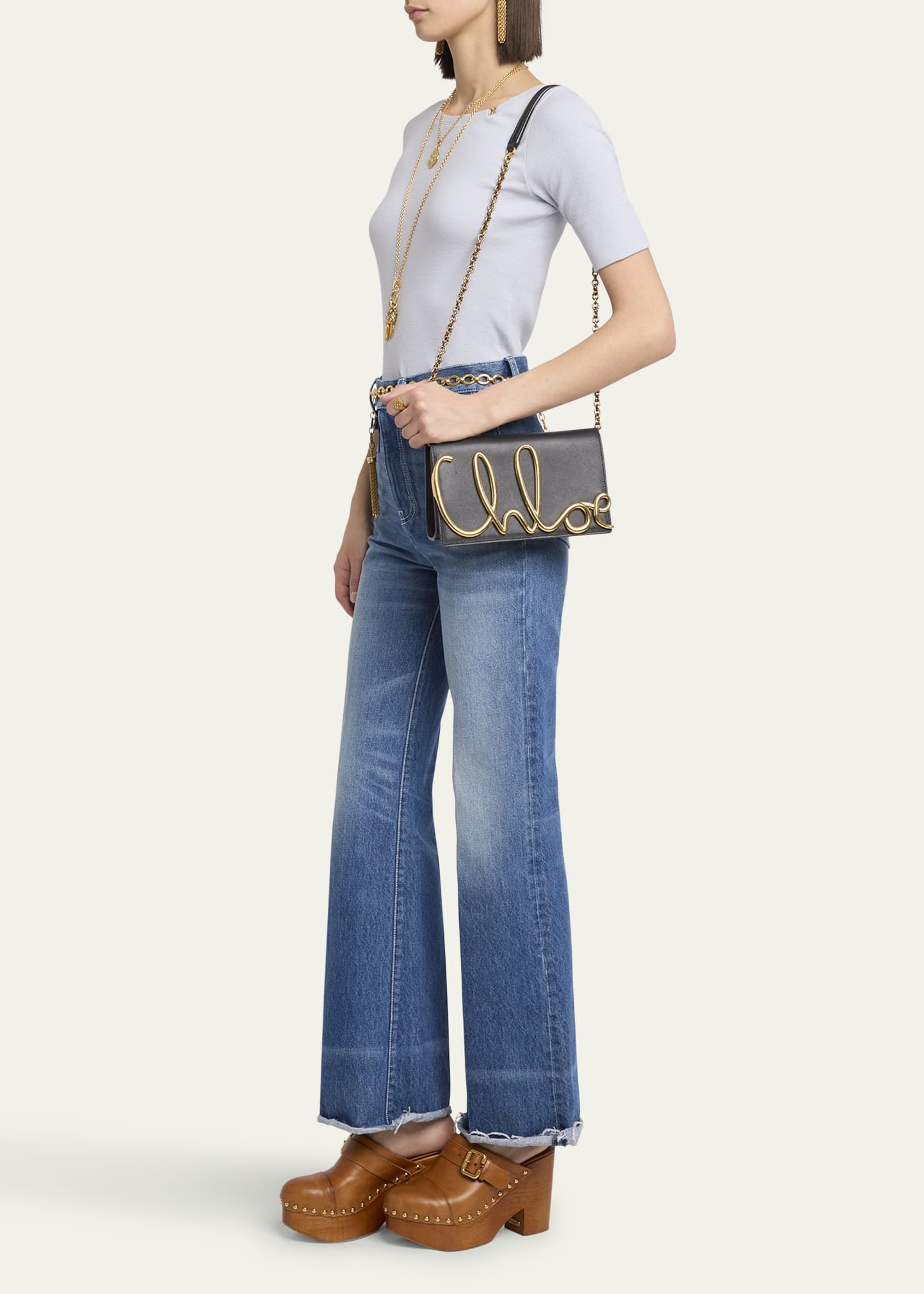 Chloe Chloe Metal Logo Crossbody Bag in Smooth Calfskin - Bergdorf