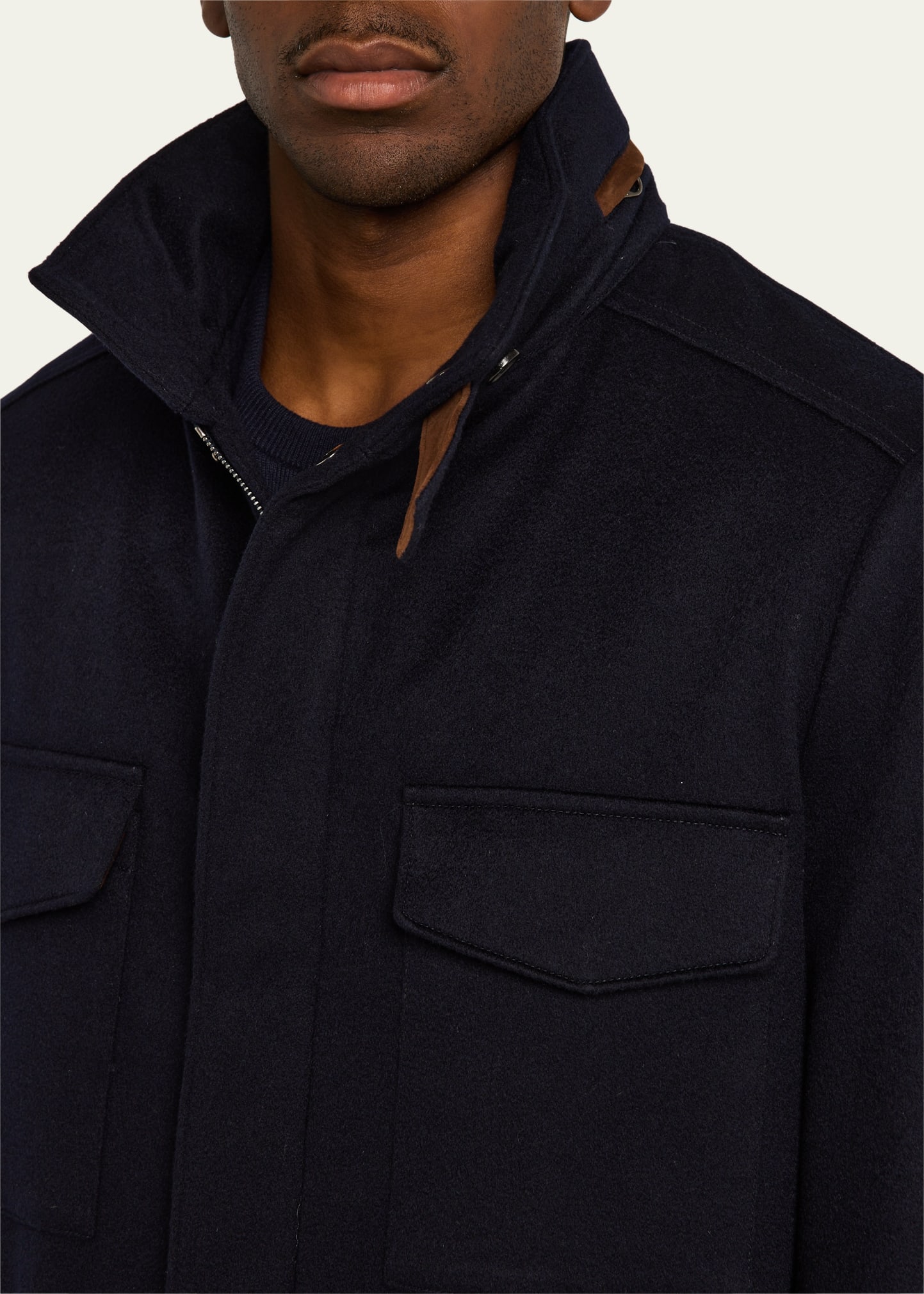 Loro Piana Men's Traveller Cashmere Full-Zip Field Jacket