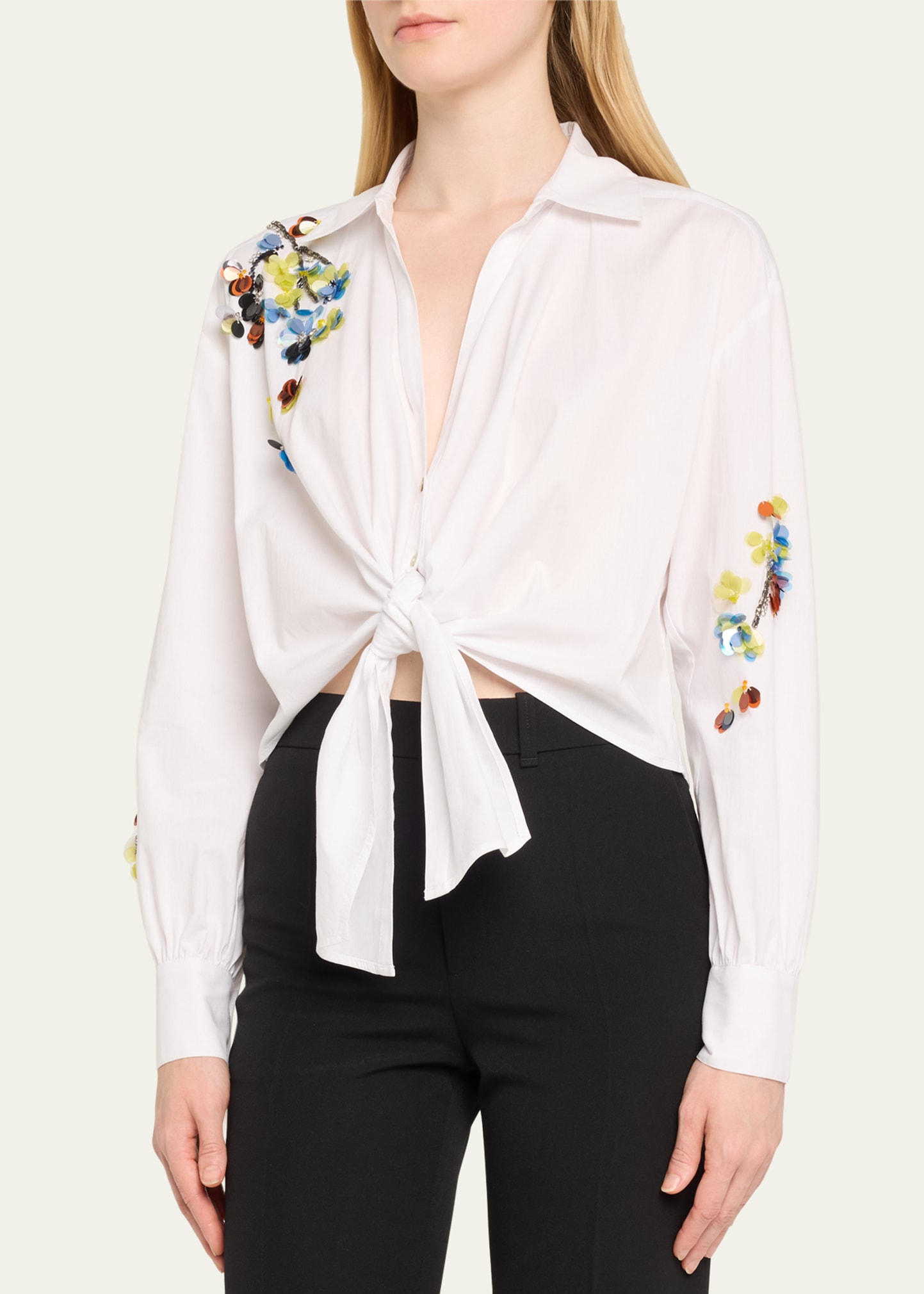 トップス Jusmin Cinq a Sept Sequin Flower Marianna Front-Tie Top - Bergdorf