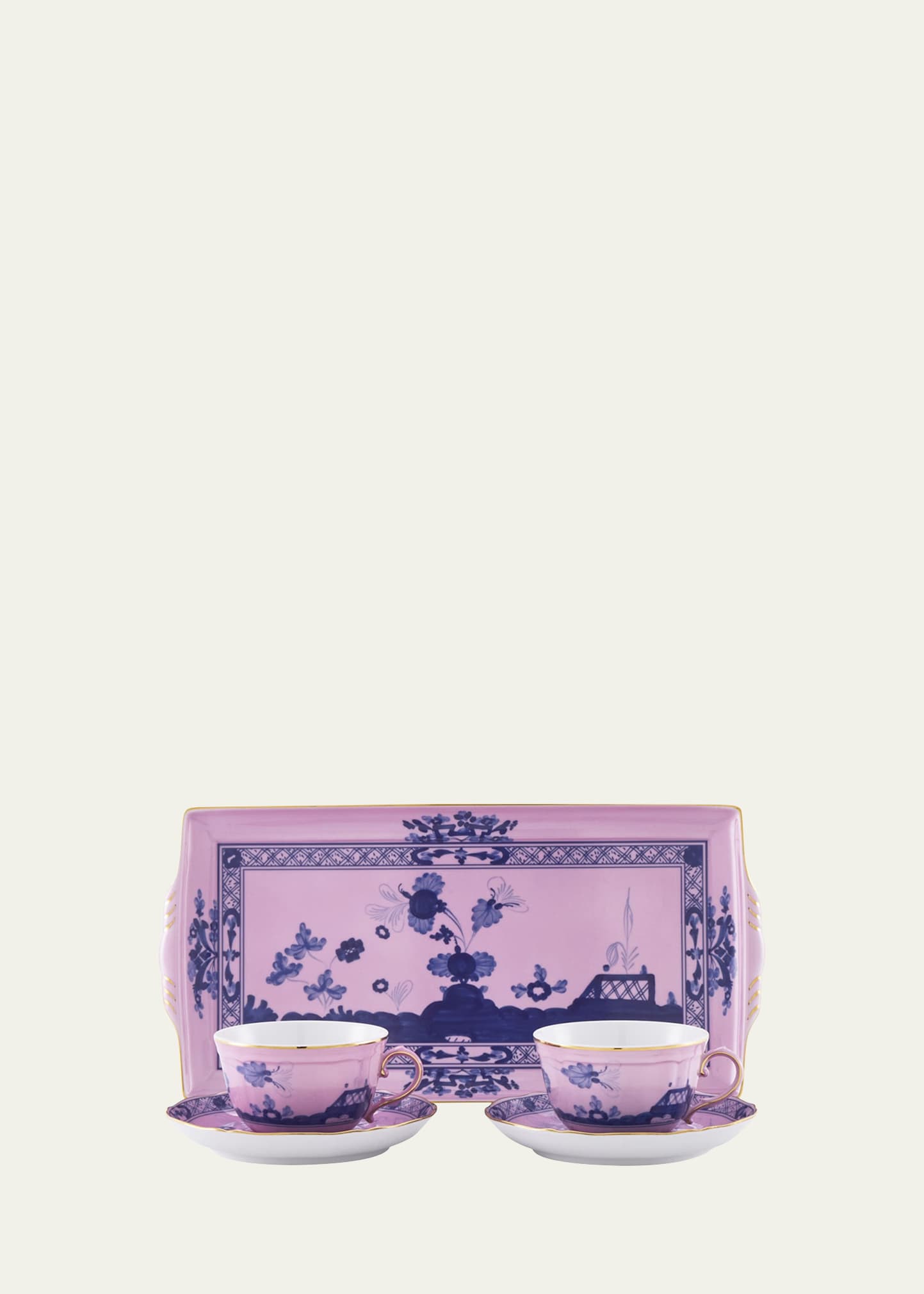 GINORI 1735 Oriente Italiano Azalea Tea Service Set with Tray
