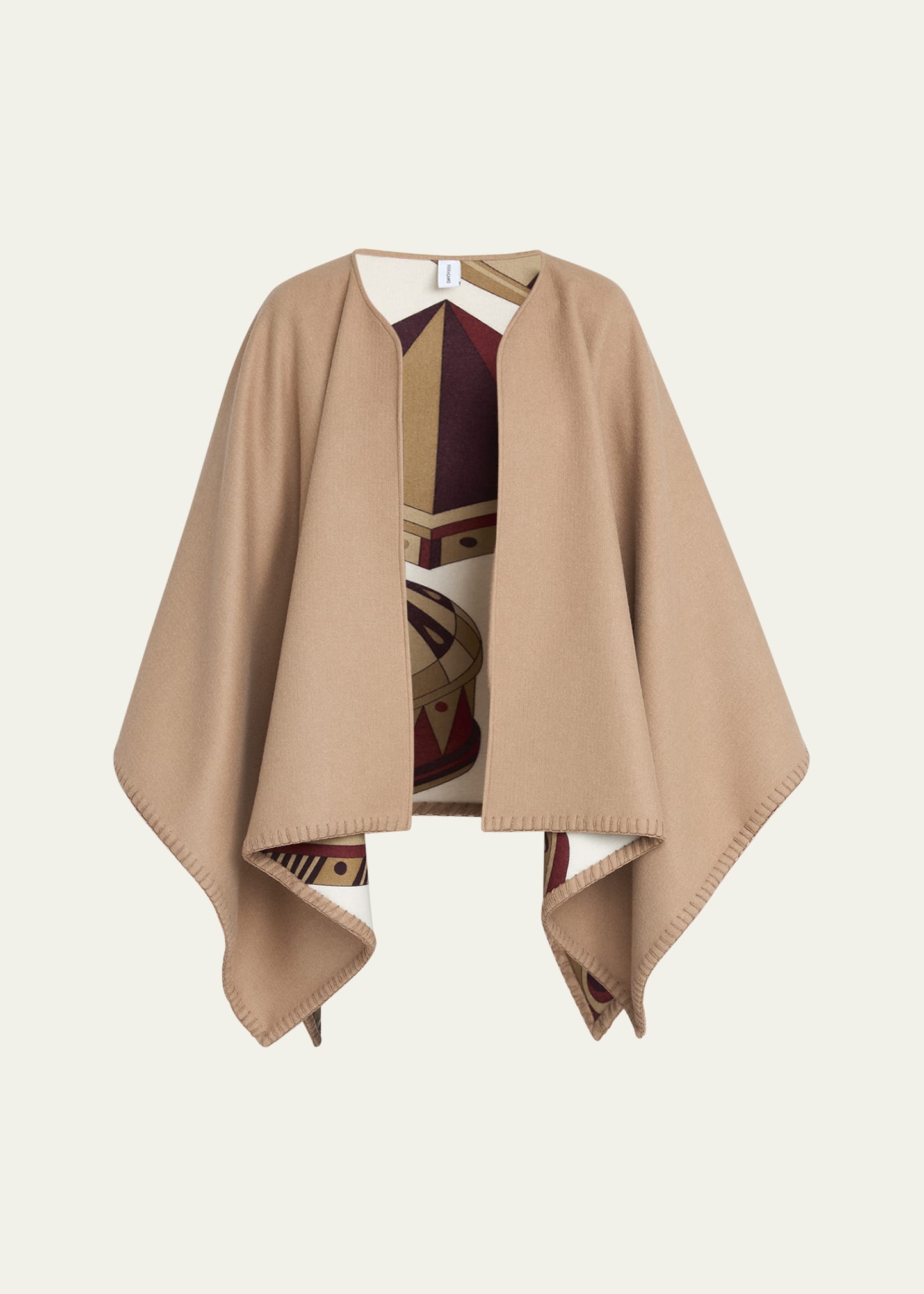 Ferragamo Reversible Geometric Wool & Silk Cape - Bergdorf