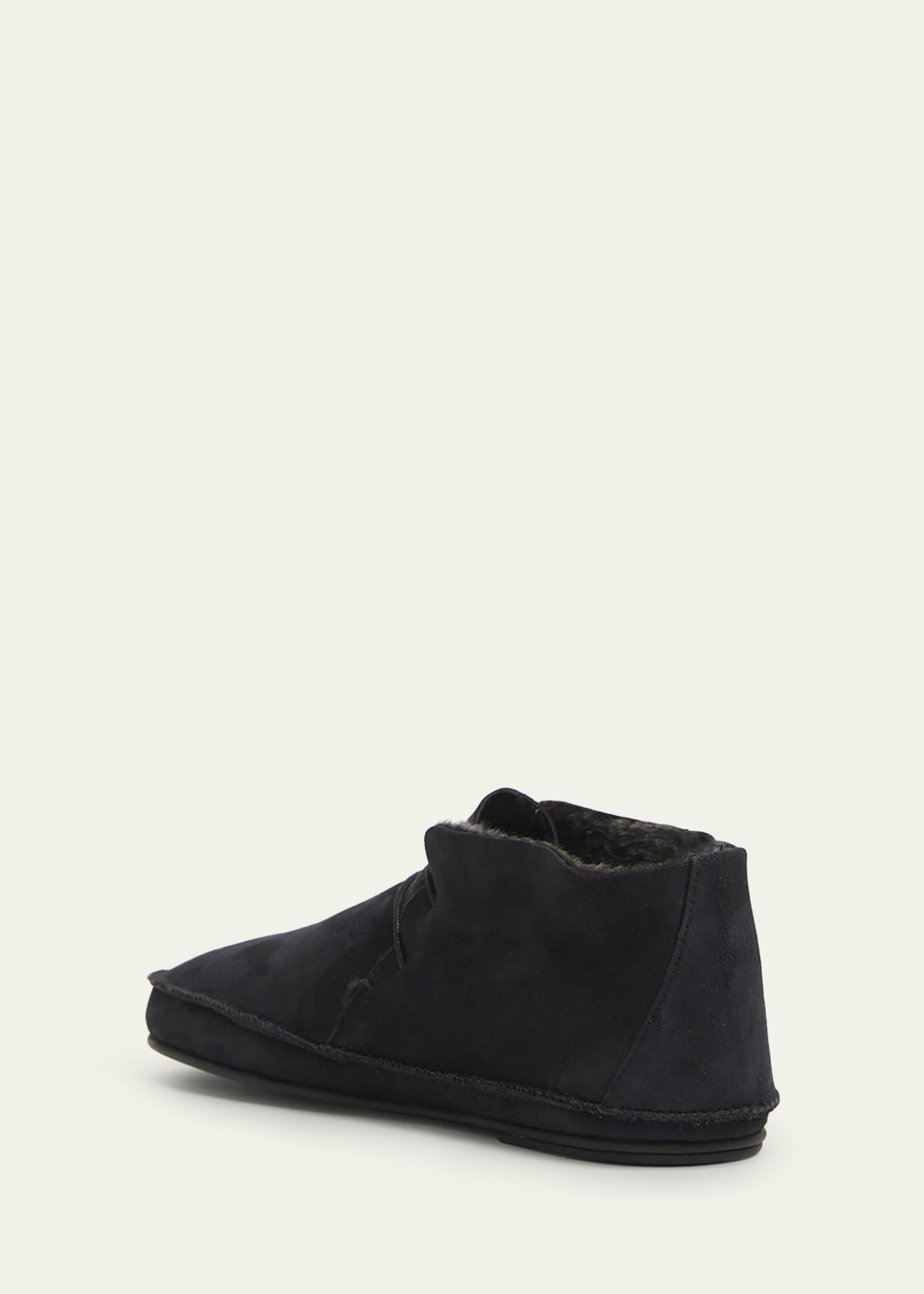 THE ROW Tyler Suede Shearling Moccasin Booties - Bergdorf