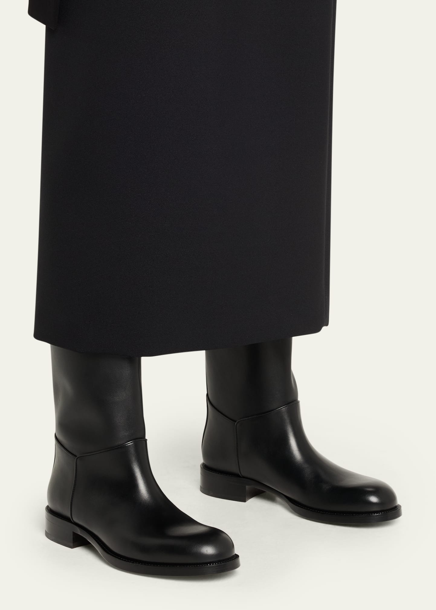THE ROW Nobilis Leather Mid Riding Boots - Bergdorf Goodman