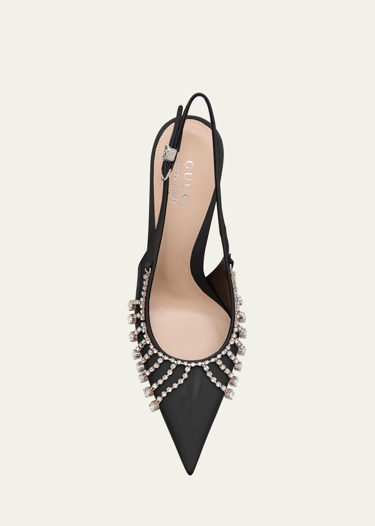 Gucci Guinevere Crystal Leather Slingback Stiletto Pumps