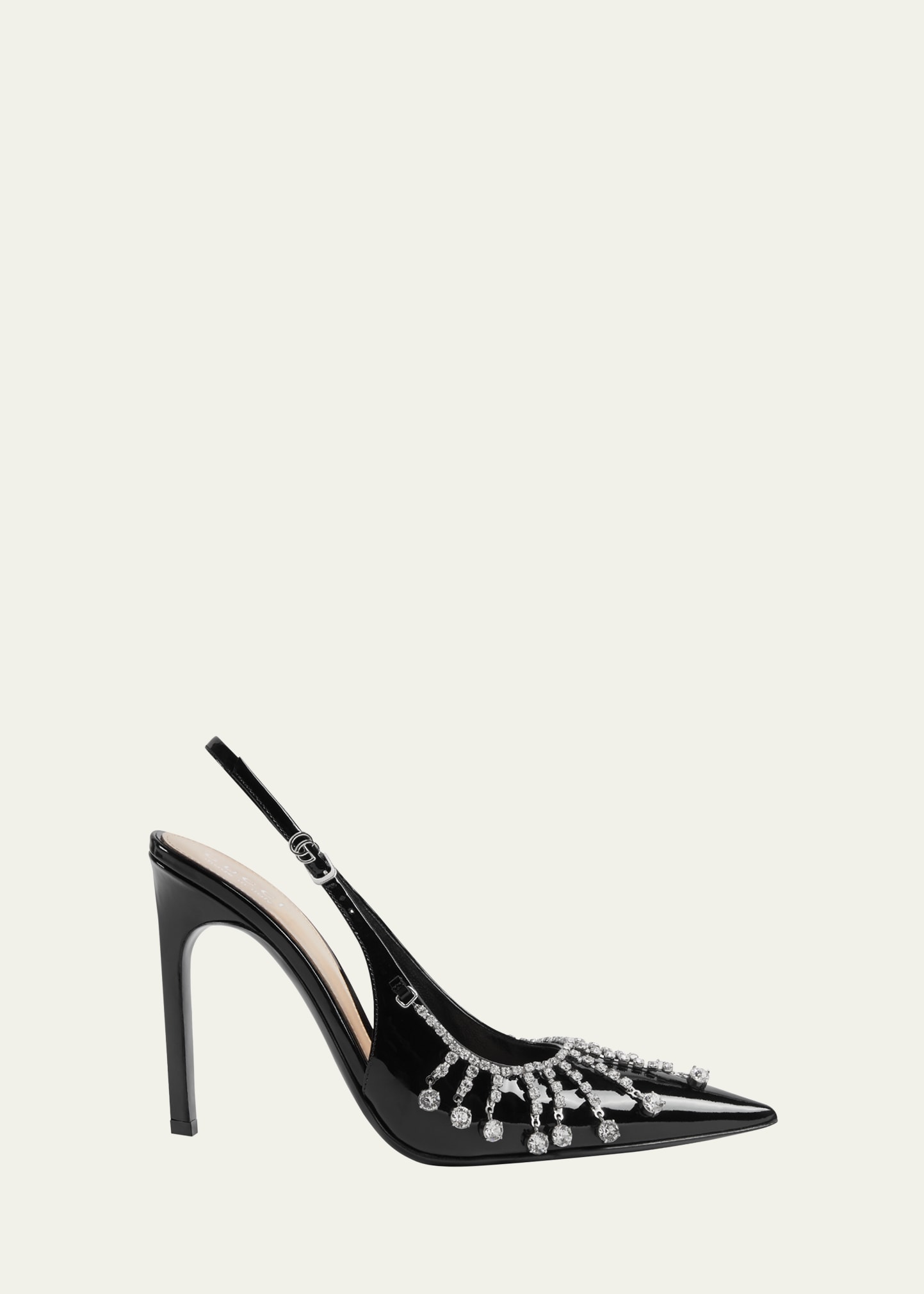 Gucci Guinevere Crystal Leather Slingback Stiletto Pumps