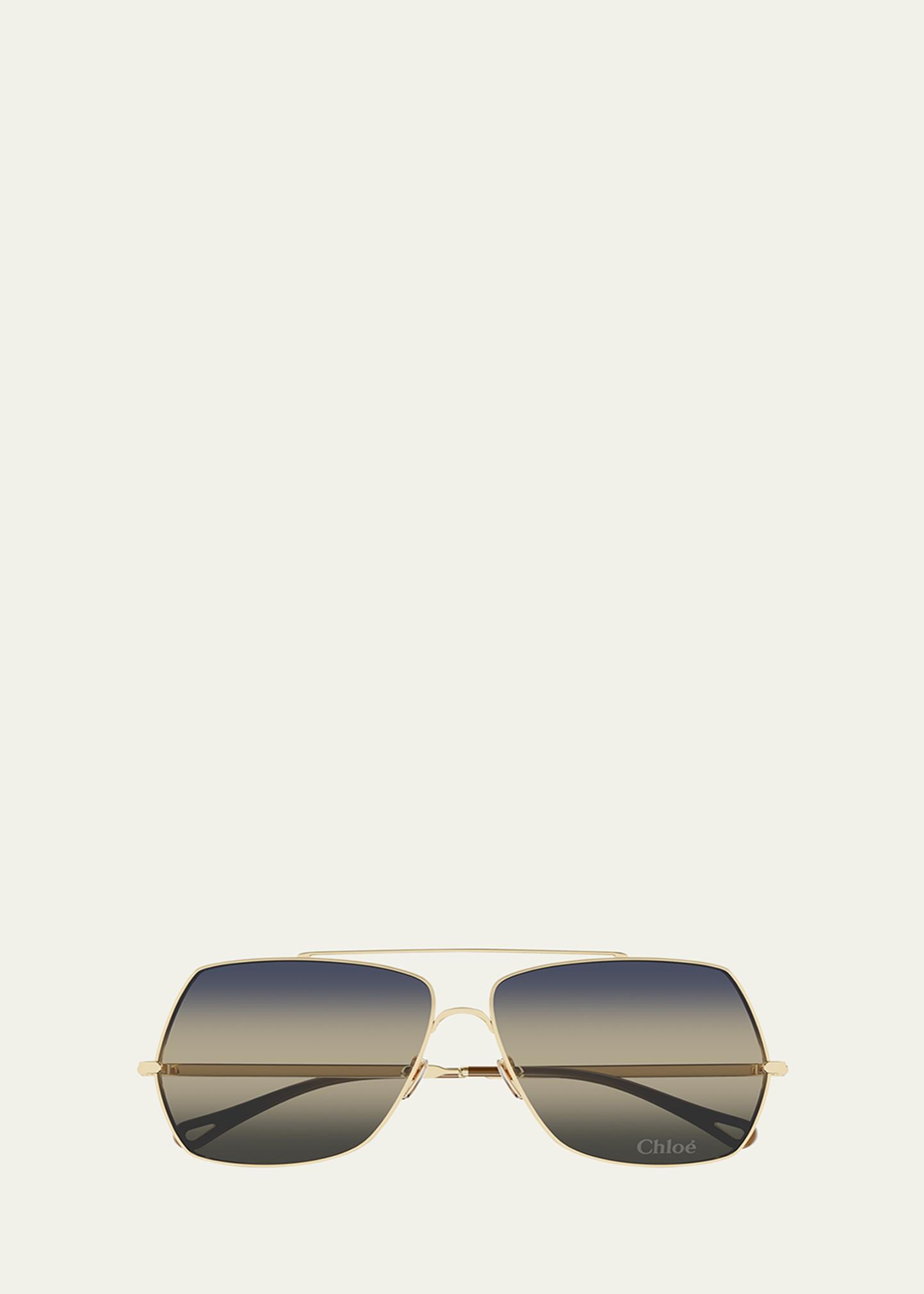 ? CC Gold Aviator Sunglasses | Gradient Lenses | Luxury Eyewear ? Gold Lightweight Flexible Aviator Gradient Sunglasses with  main image 3