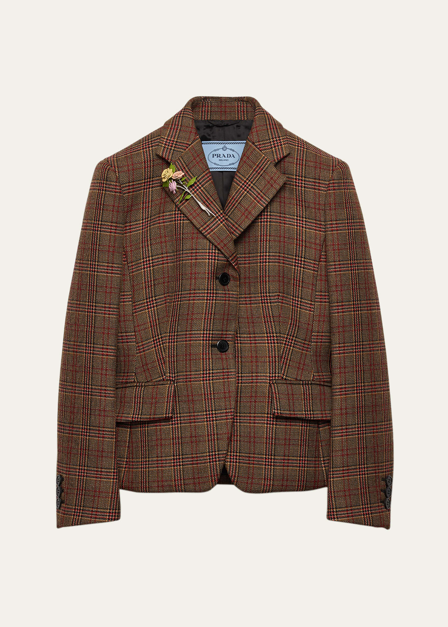 ジャケット PRADA DOUBLE-BREASTED JACKET IN PRINCE OF WALES Slate Gray/alabaster Pink Double-breasted Prince Of Wales