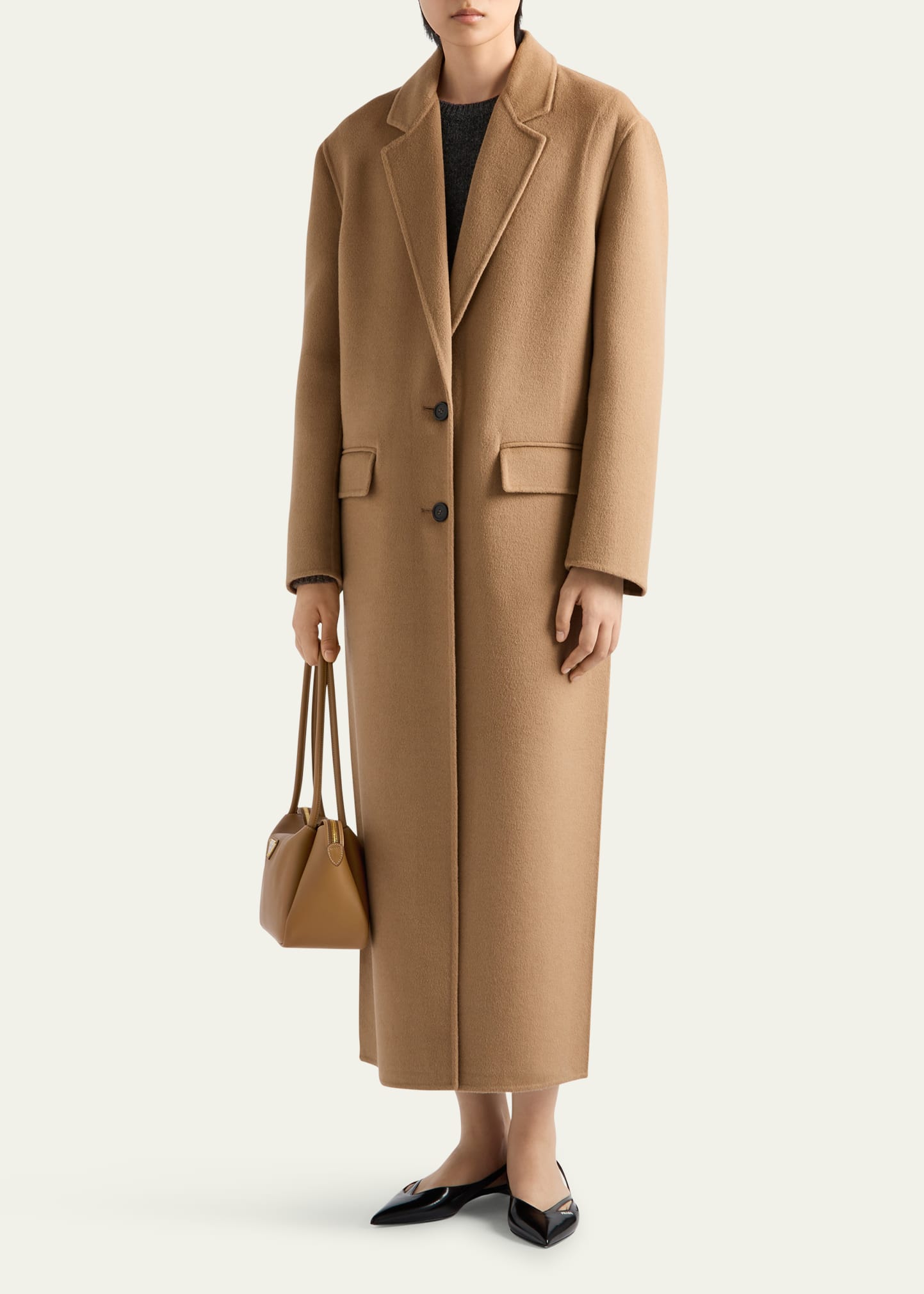 Prada Long Cashgora Single Breast Coat - Bergdorf Goodman