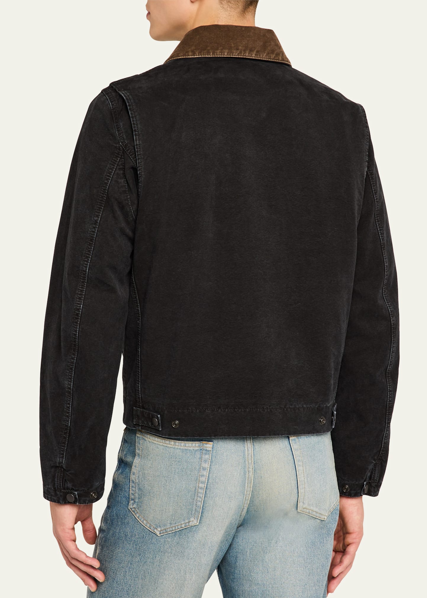 Saint Laurent Men's Canvas Corduroy-Collar Work Jacket - Bergdorf
