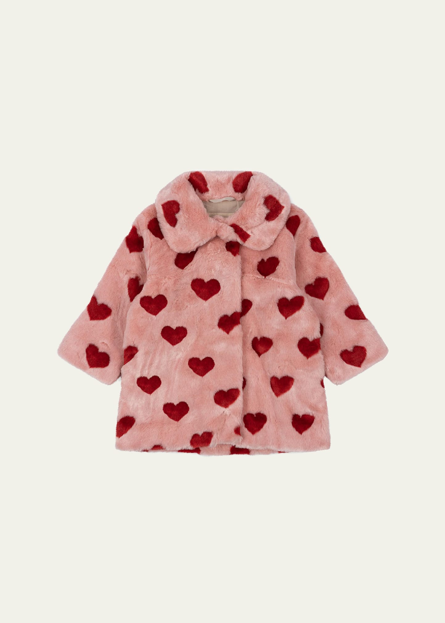 Konges Slojd Girl's Fuzzie Heart-Print Coat, Size 18M-10