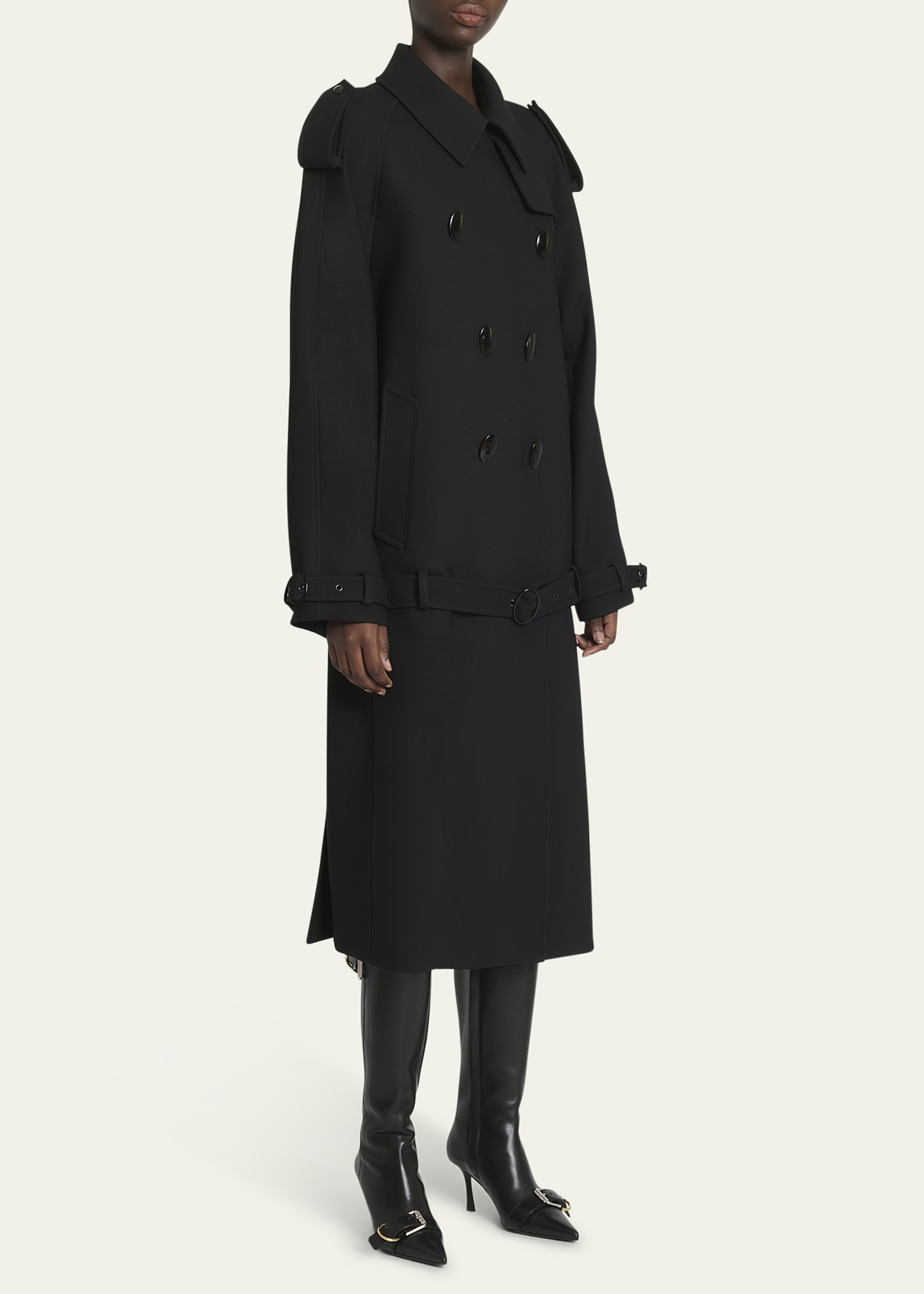 Givenchy Double-Breasted Volume Belted Wool Trench Coat - Bergdorf