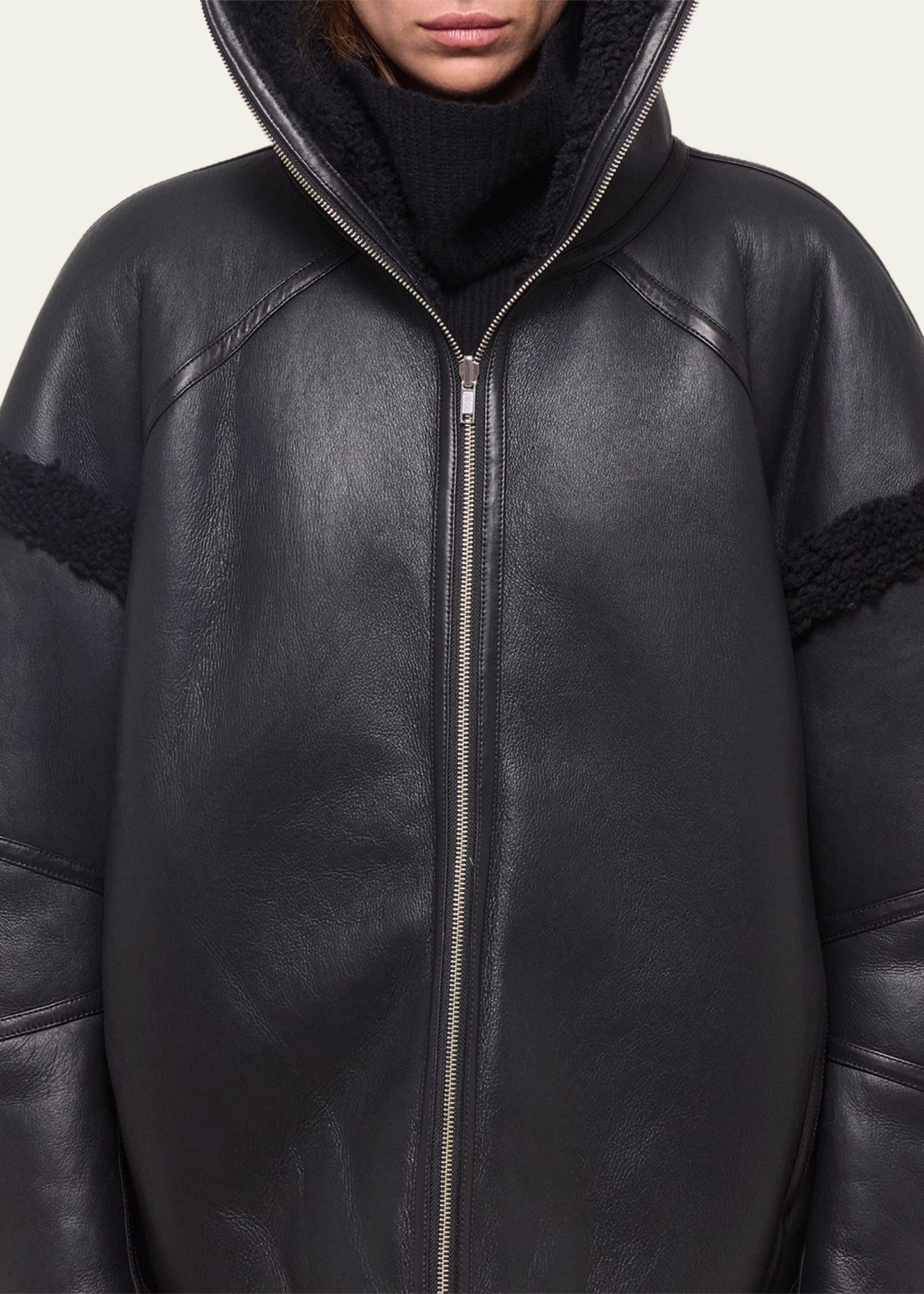 Helmut Lang Apex Leather Teddy Jacket - Bergdorf Goodman