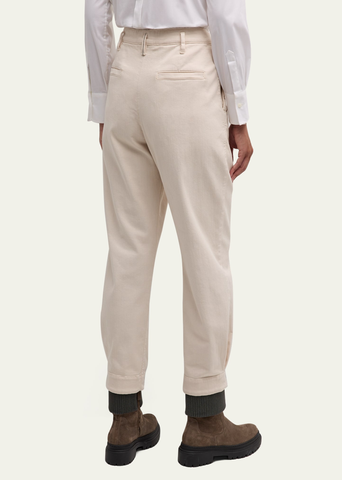 Brunello Cucinelli Pleated Straight-Leg Ankle Cotton Pants