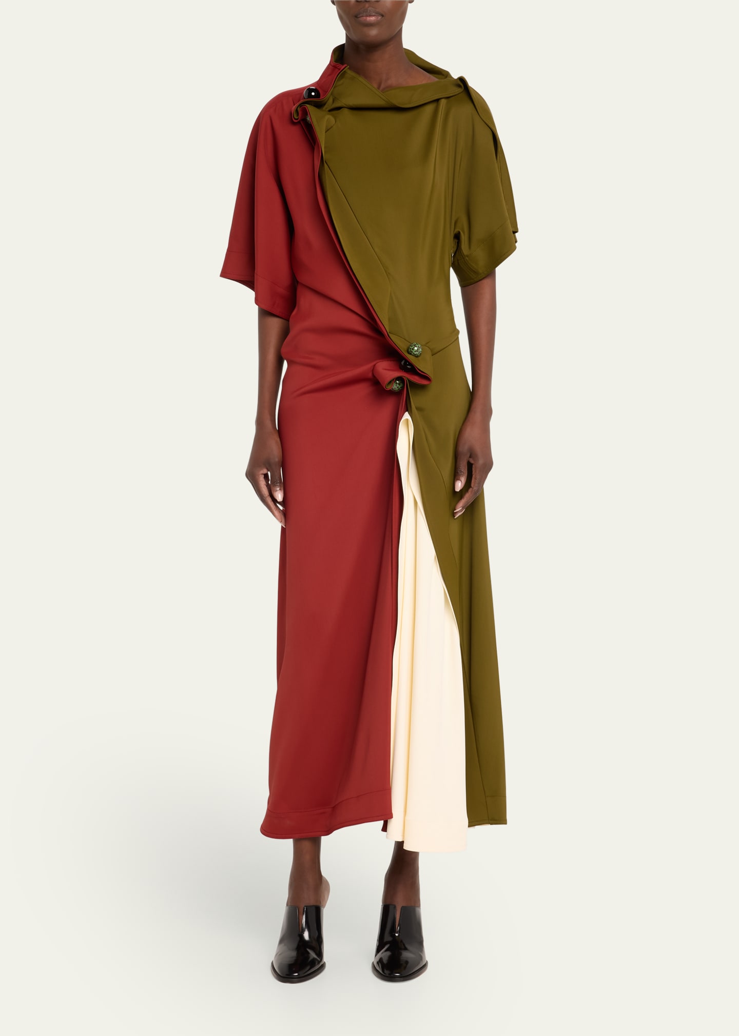 Bottega Veneta★素敵！ette Fit & Flare Dress Bottega Veneta Fluid Linen Midi Dress with Twist Detail