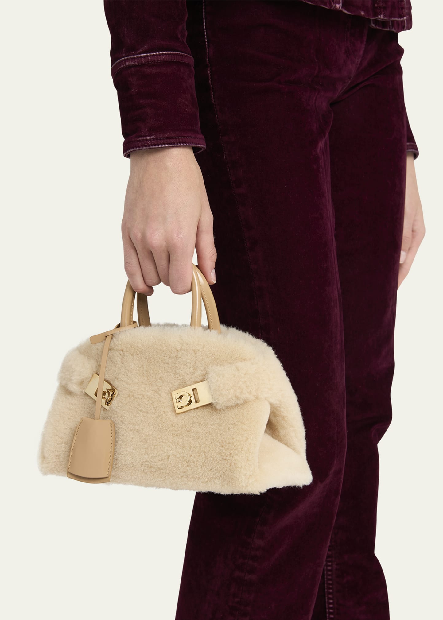 Ferragamo Hug Mini Wool Top-Handle Bag - Bergdorf Goodman