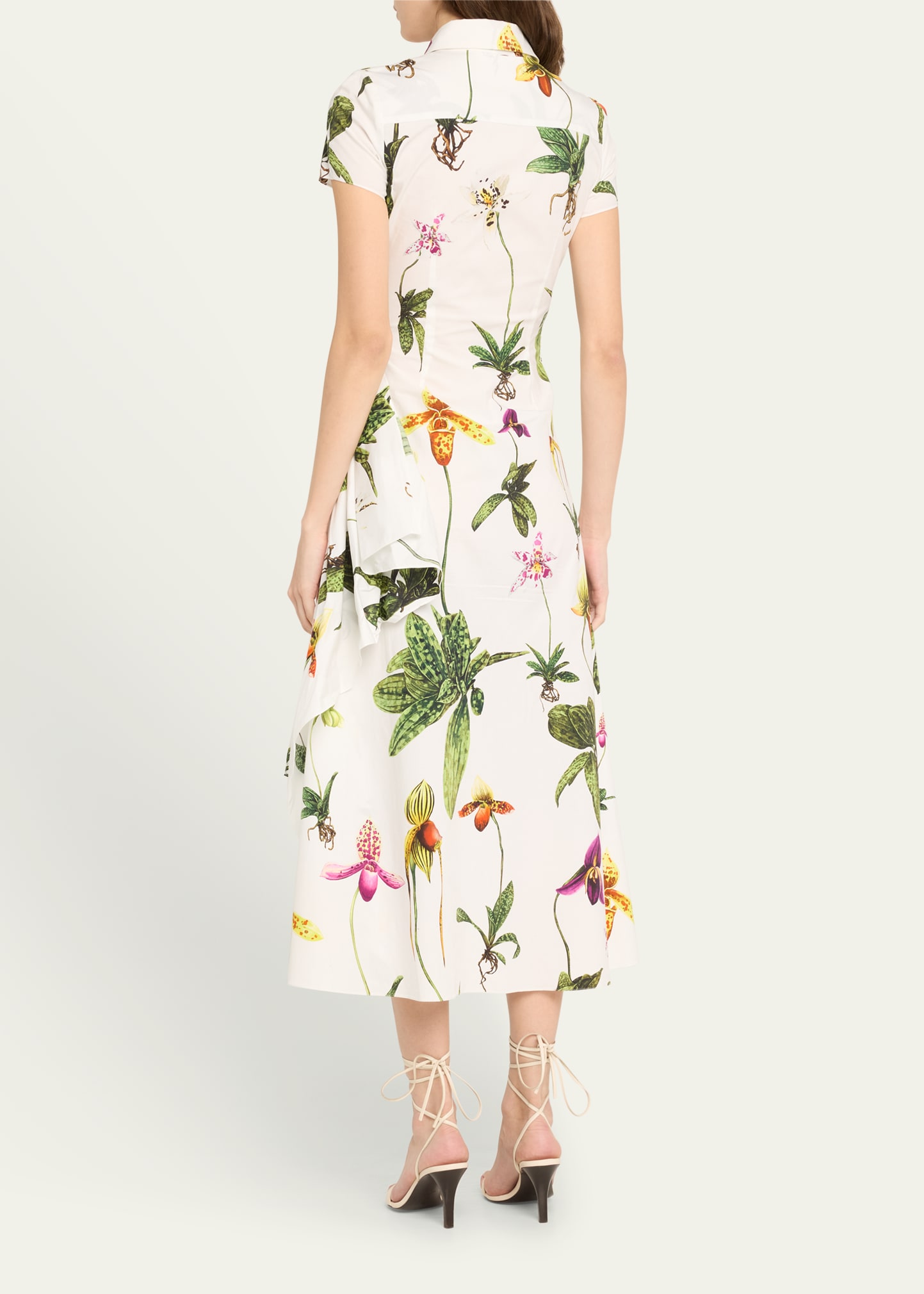 knee length dresses for ladies Naples Faux Wrap Dress Light Pink Peonies