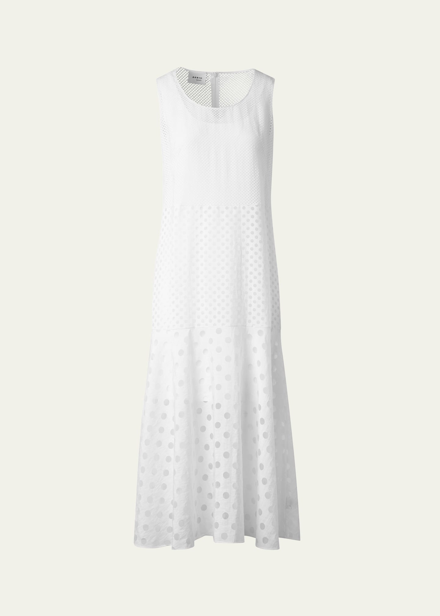 polka dot organzino sleeveless midi dress