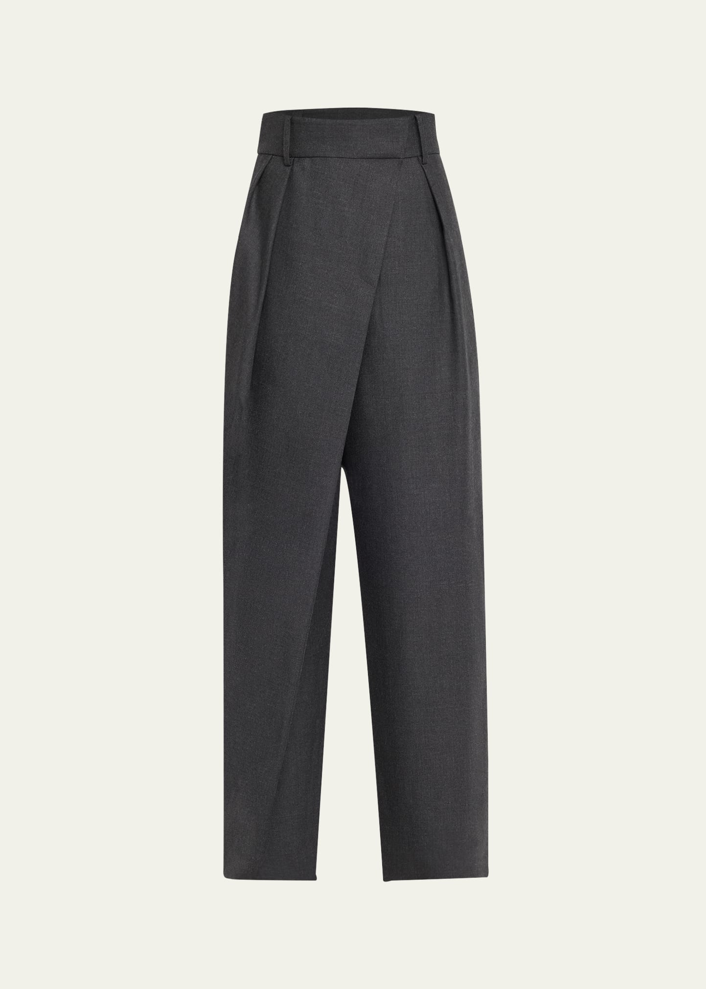 【LOEWE】2019AW GREY WOOL 2tuck half-pant Loewe Wool-Blend Wrap Trousers - Bergdorf Goodman